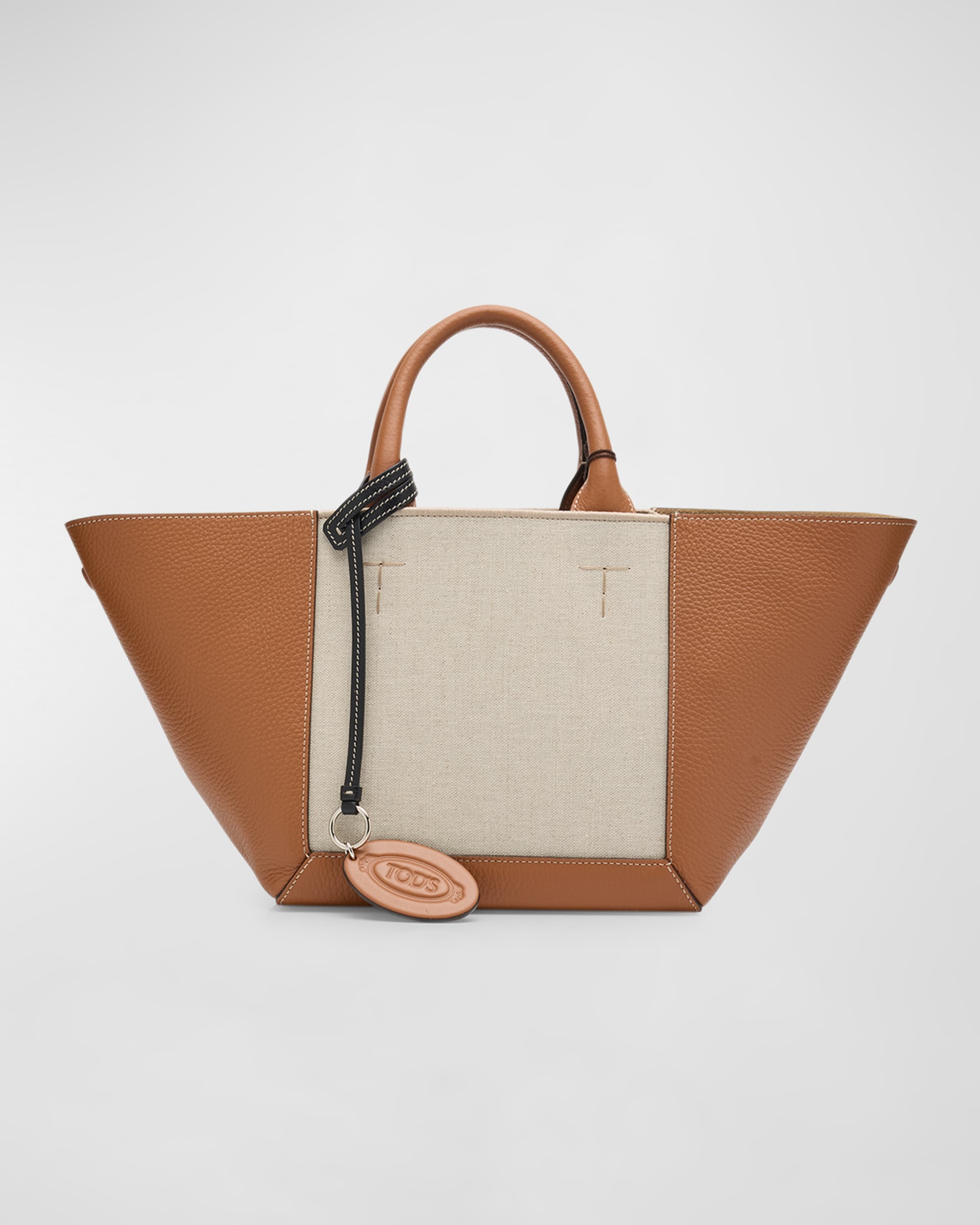 Tod's Canvas & Leather Shopper Shoulder Bag | neimanmarcus