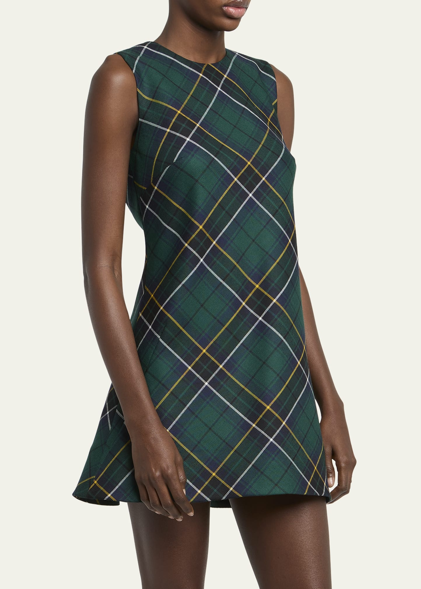 Tartan Sleeveless Flared Mini Dress - 4