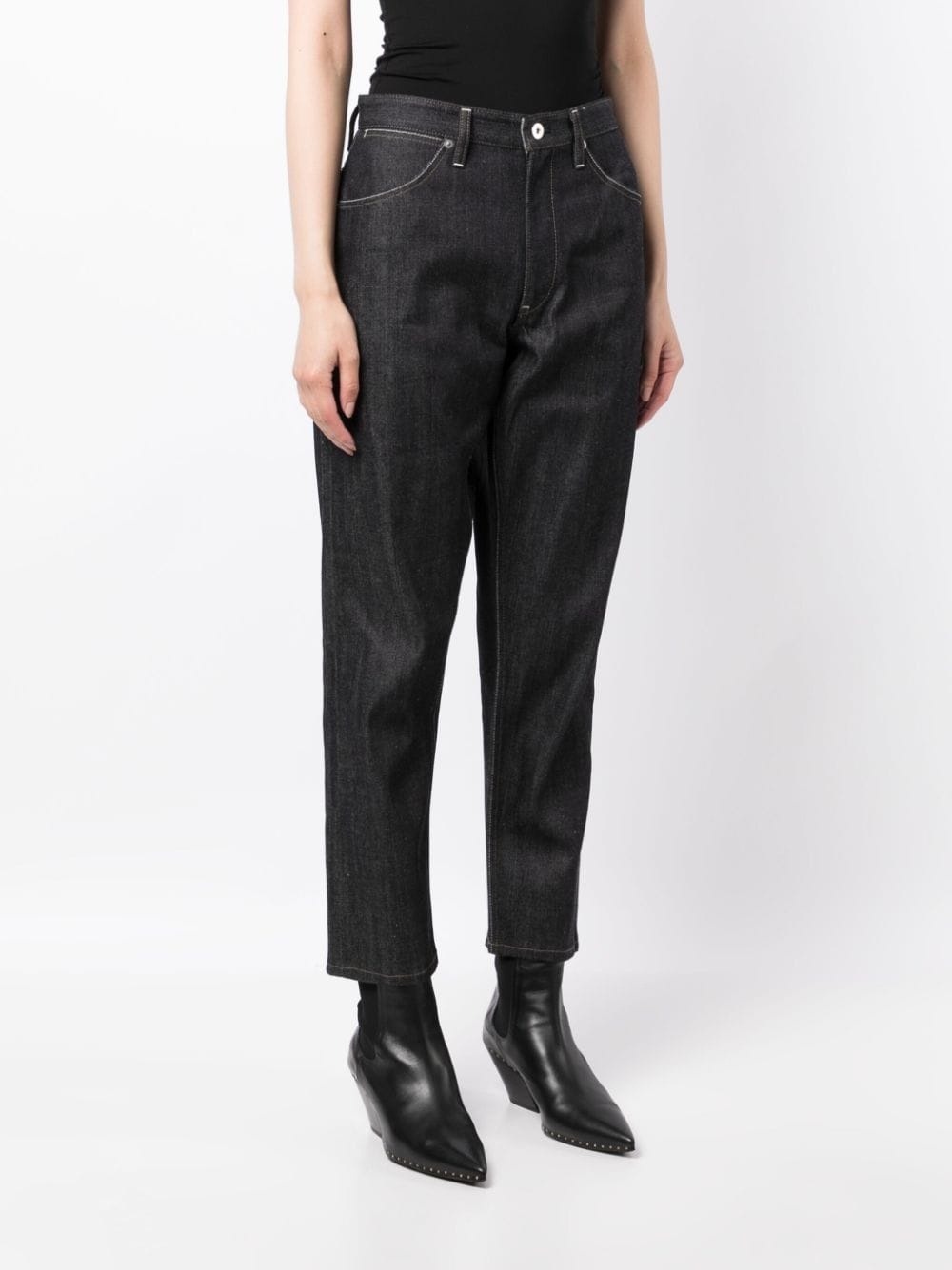 contrast-stitching cotton straight-leg jeans - 3