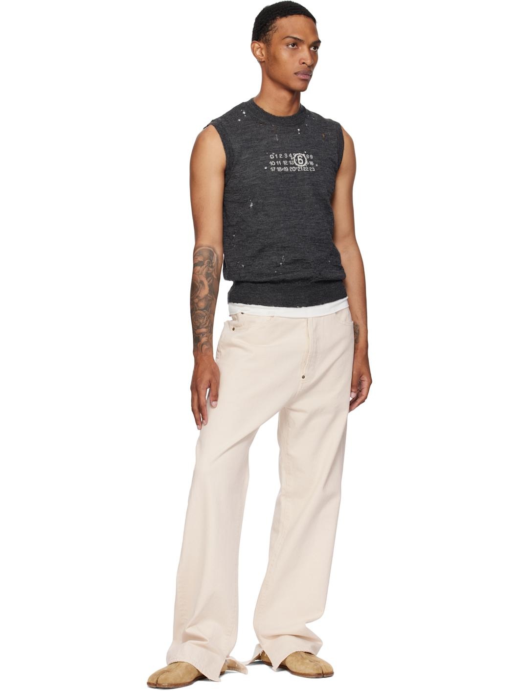 Gray Wool Sweater Vest - 4
