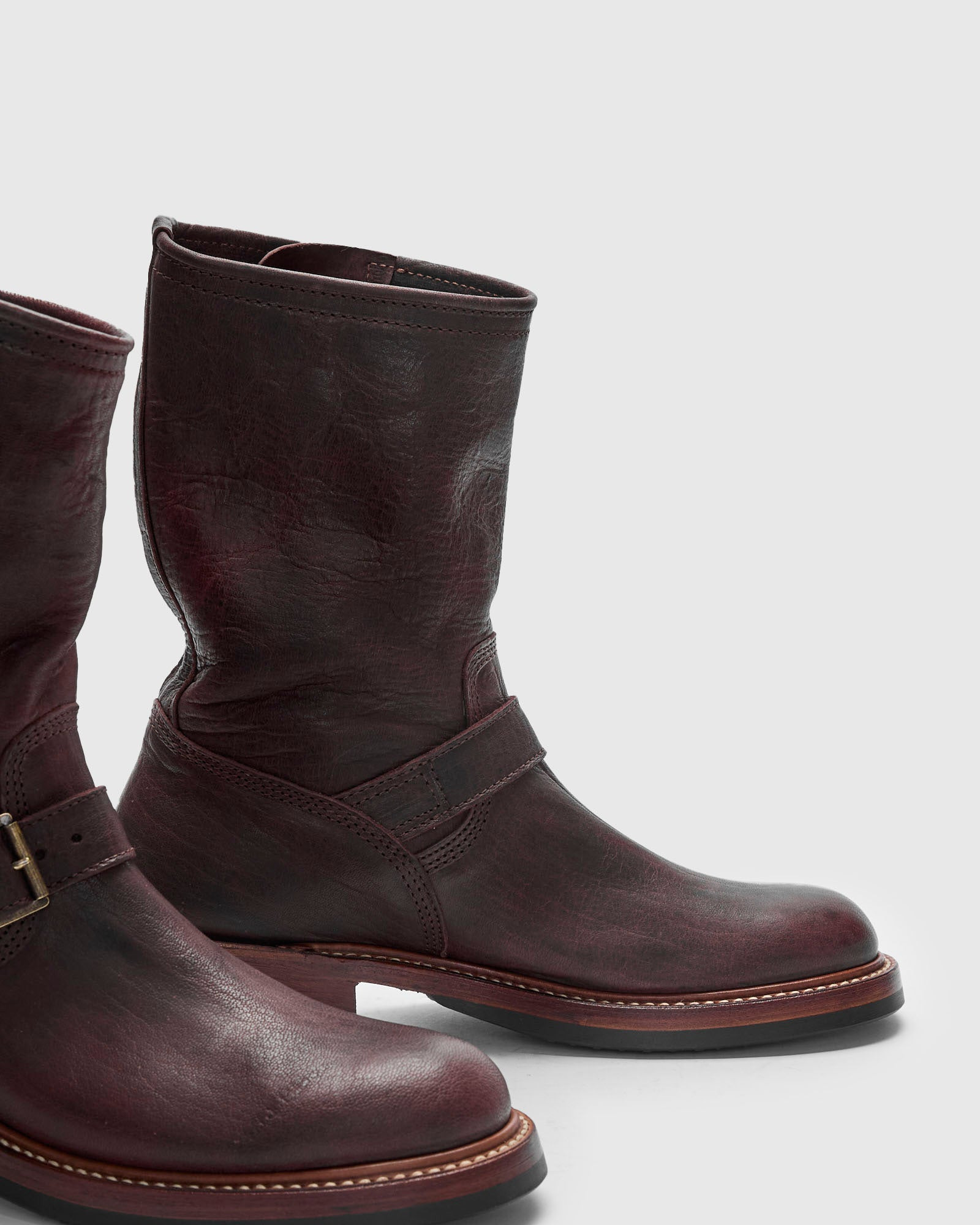 Wabash Engineer Boot in Burnt Burgundy Deerskin - 4