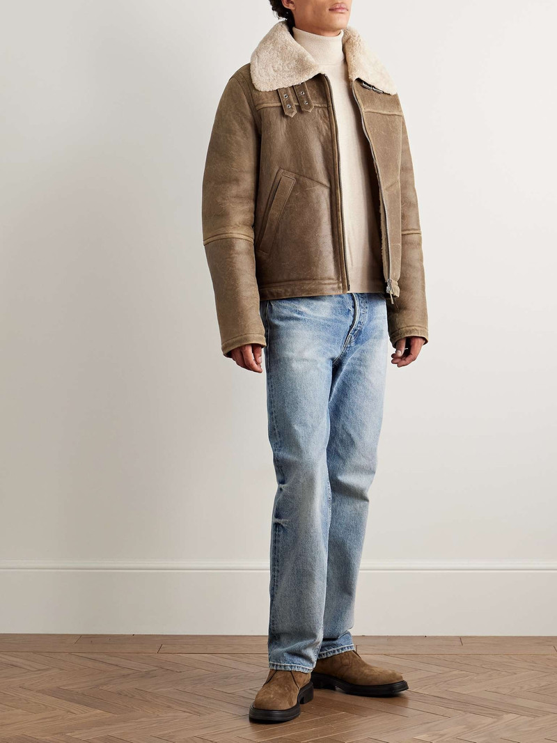 Yves Salomon Shearling-Lined Leather Aviator Jacket outlook
