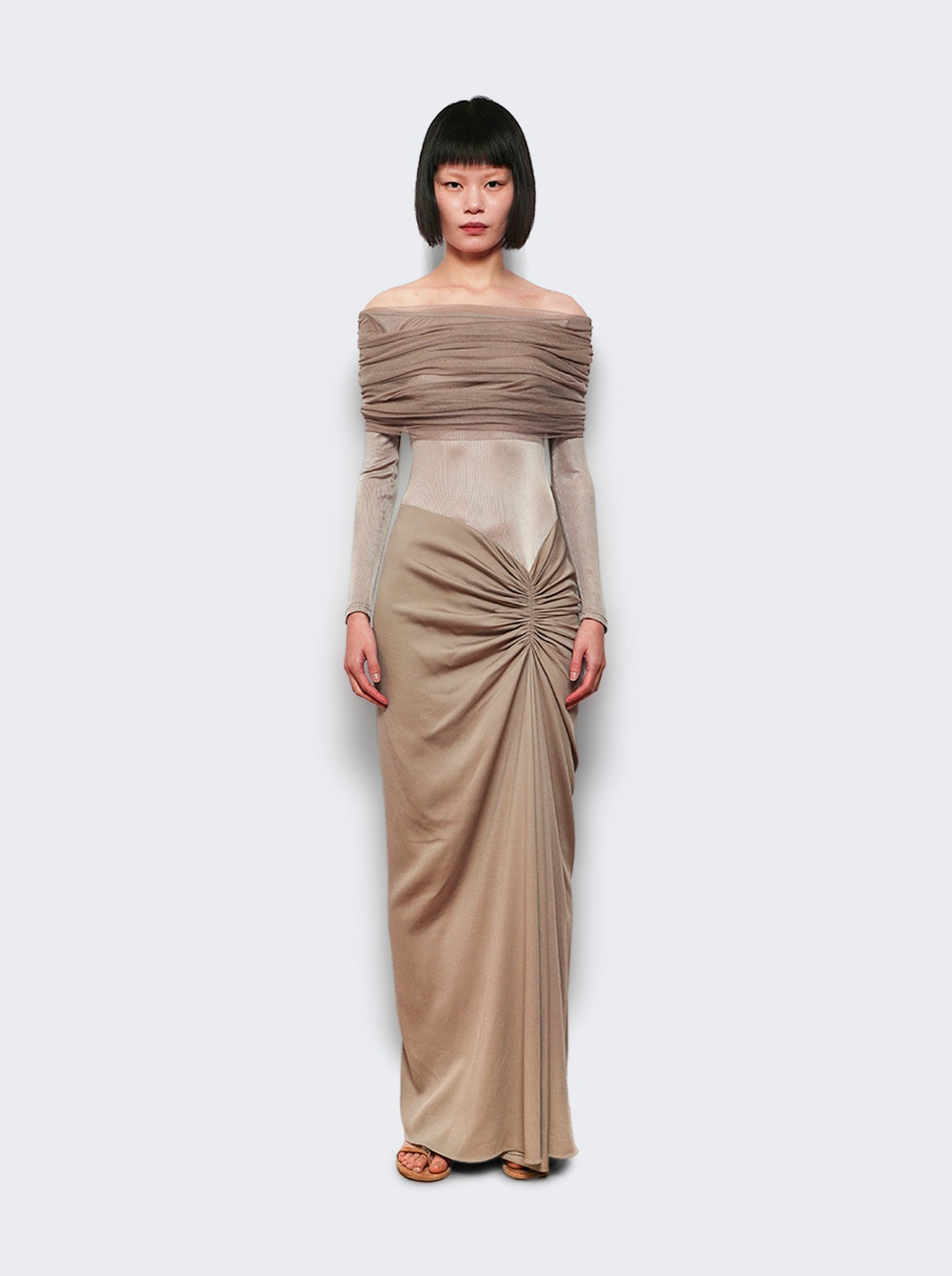 Sonora Veiled Ruched Dress Clay - 2