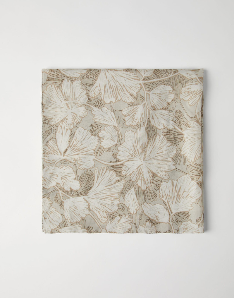 Silk flower print pongée foulard 1