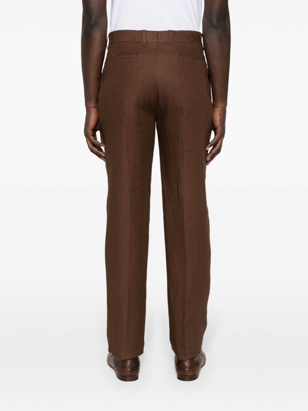 Oasi tapered-leg linen trousers - 4
