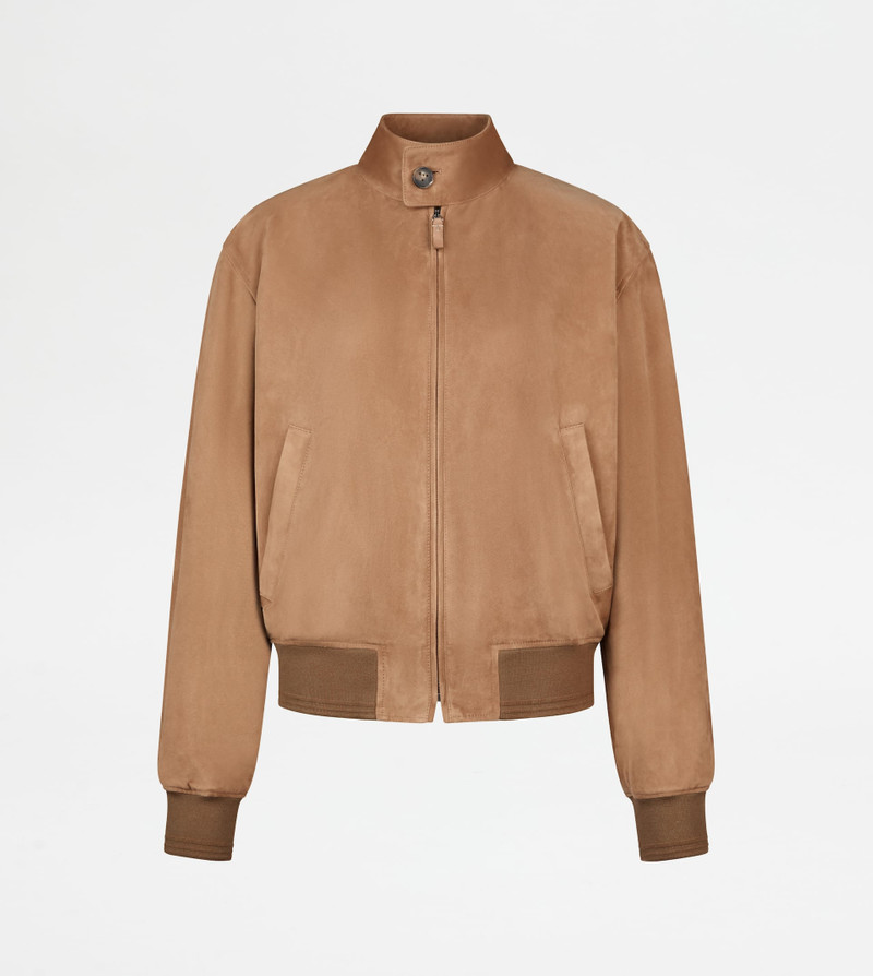 BOMBER JACKET IN PASHMY SUEDE - BEIGE 1