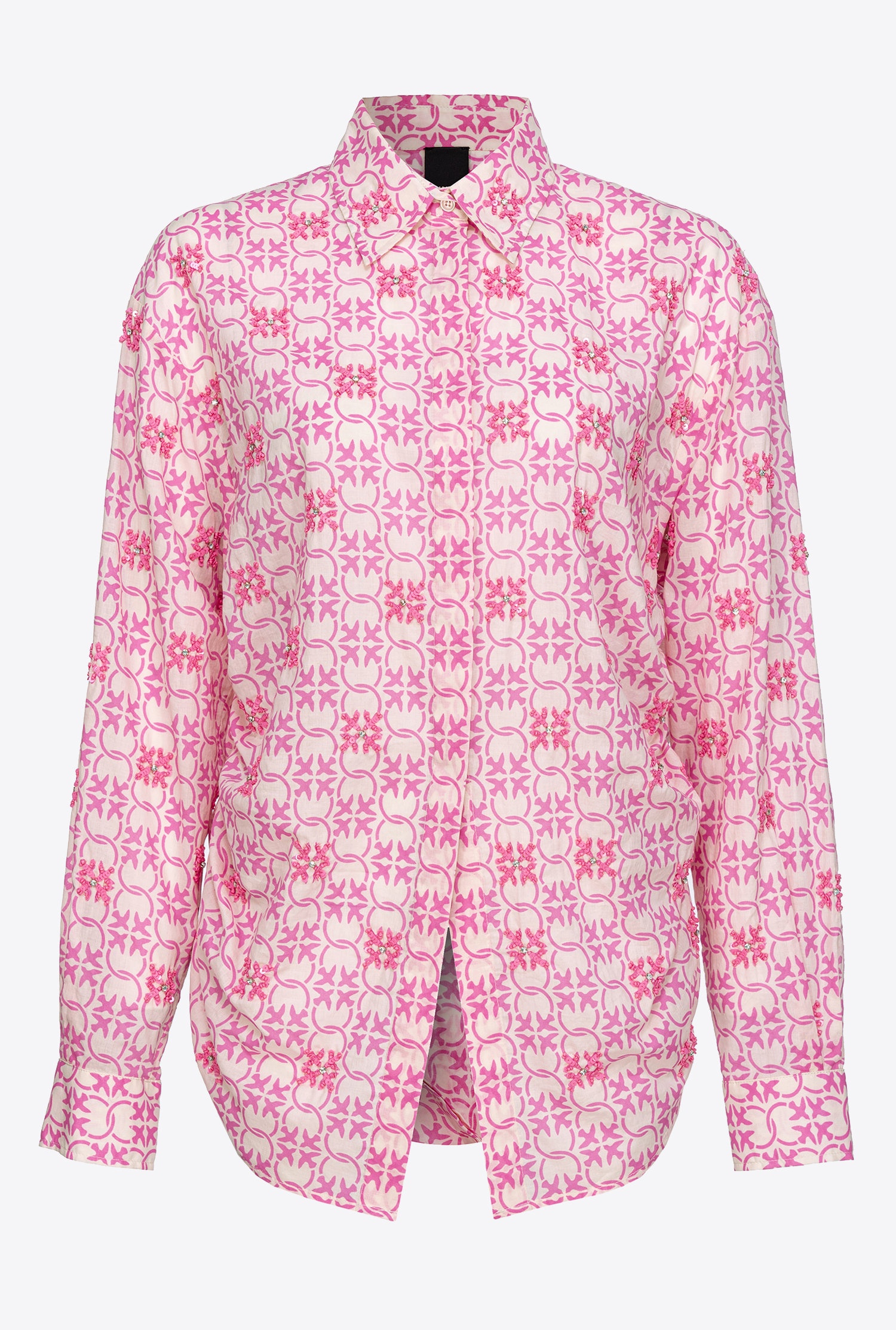 MUSLIN SHIRT WITH MONOGRAM AND EMBROIDERY - 1