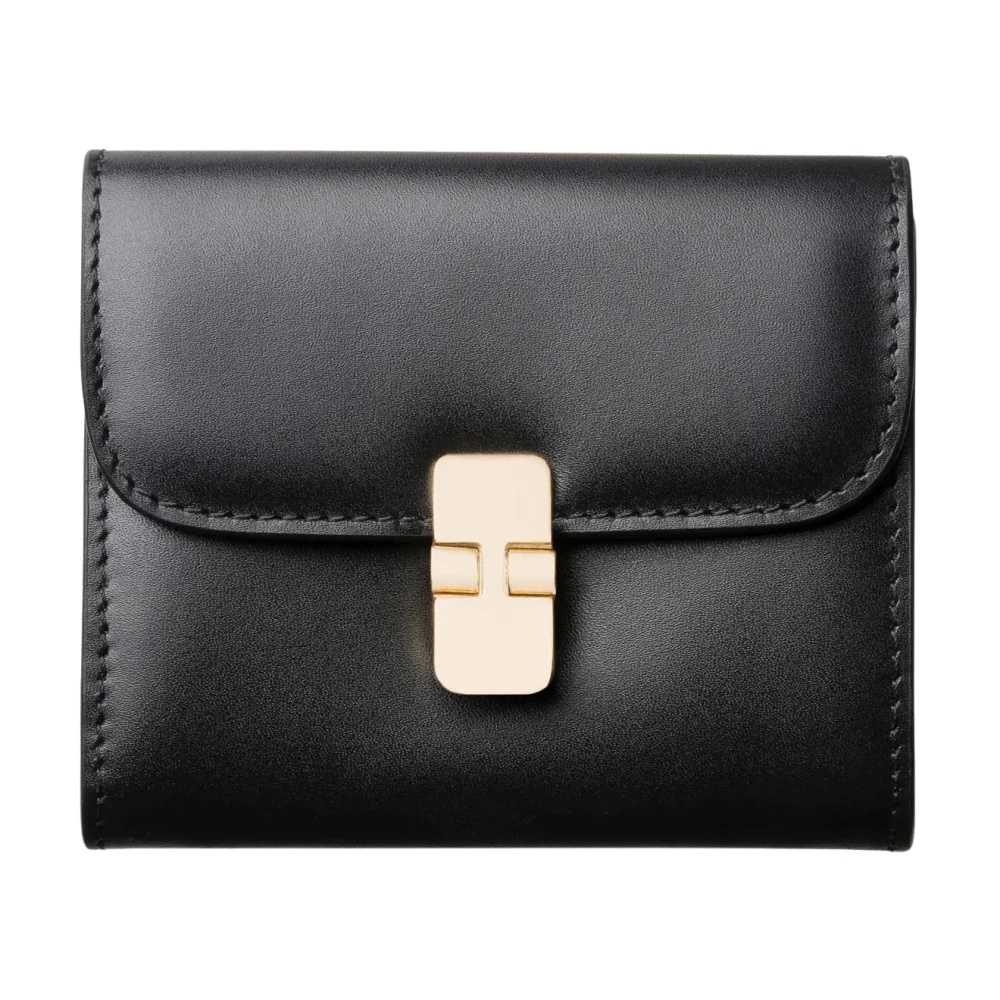 BLACK LEATHER COIN PURSE WITH GOLD CLASP - 1