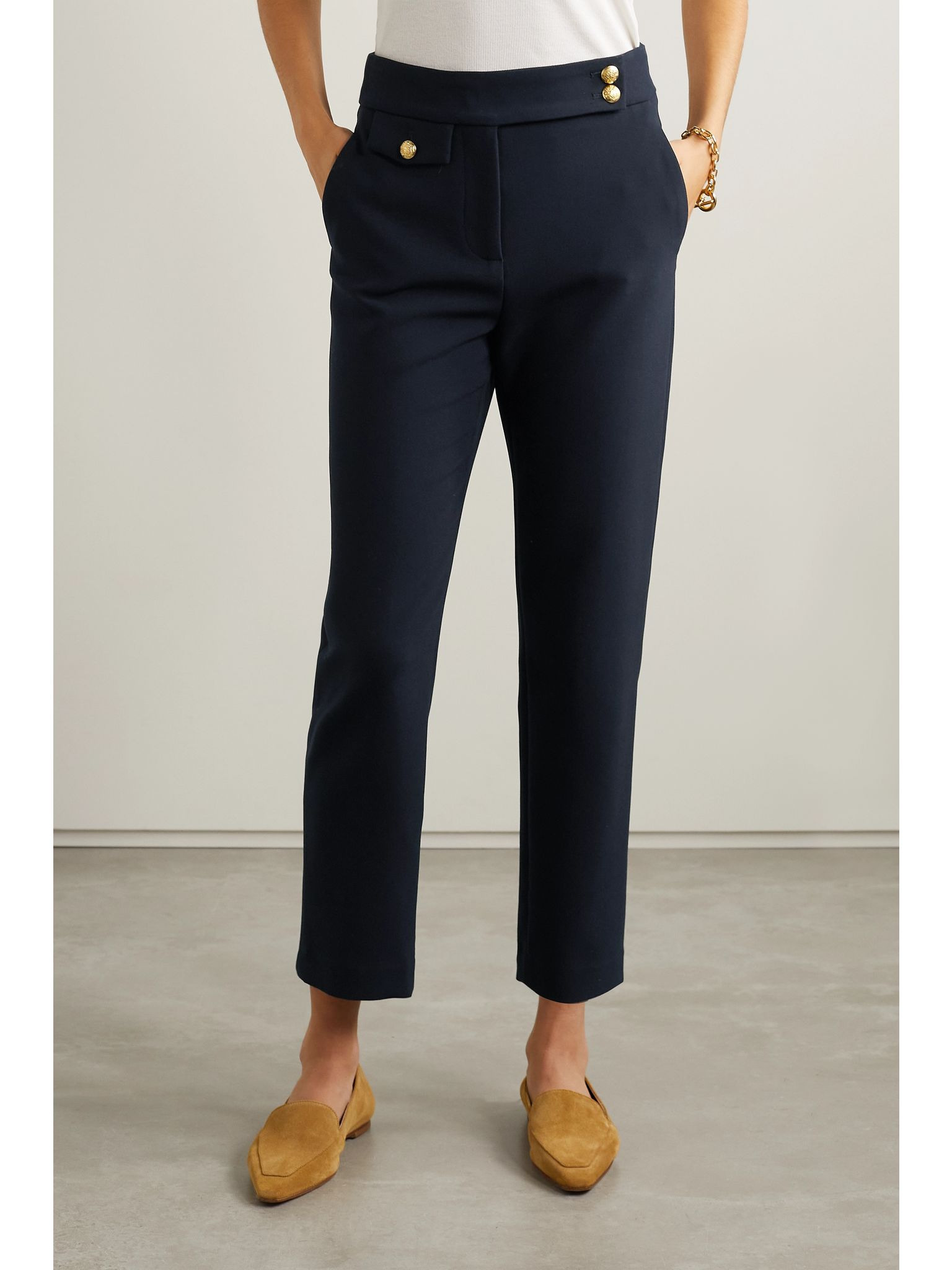 Renzo cropped woven straight-leg pants Blue - 3