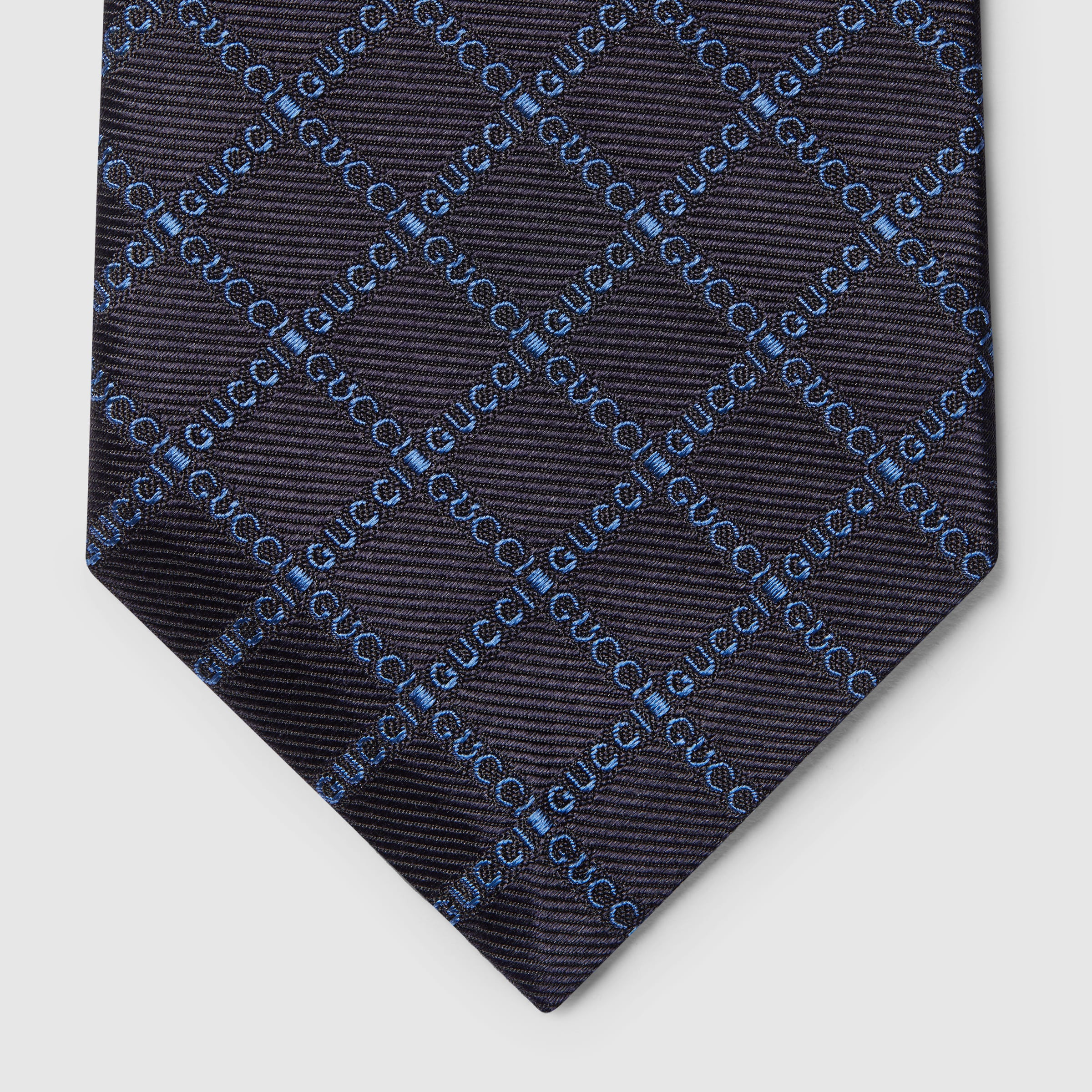 Gucci logo silk jacquard tie - 4