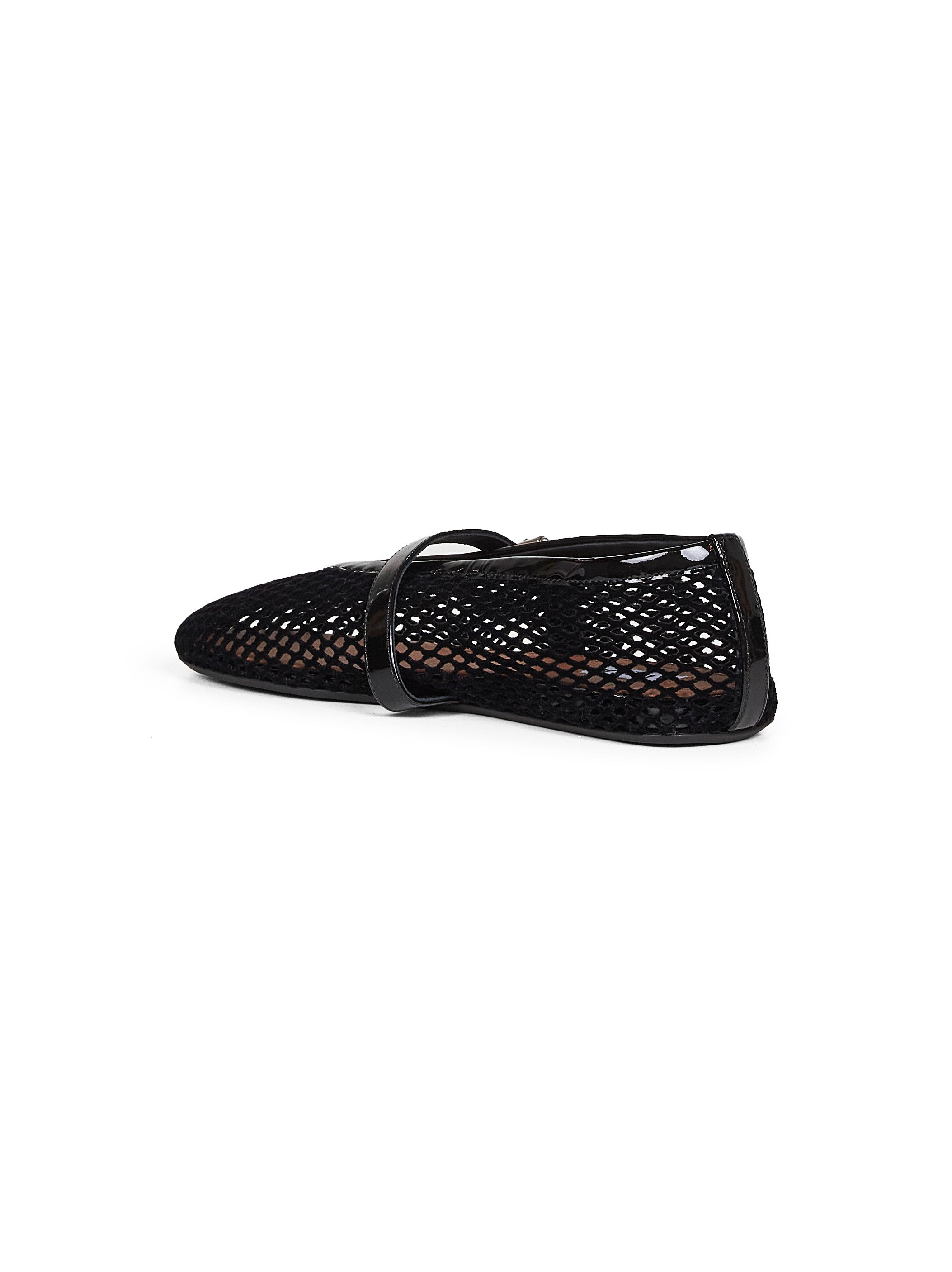 Black velvet-effect fishnet ballet flats - 3