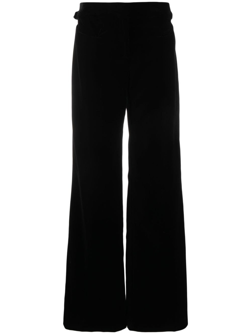 high-waist wide-leg velvet trousers - 1