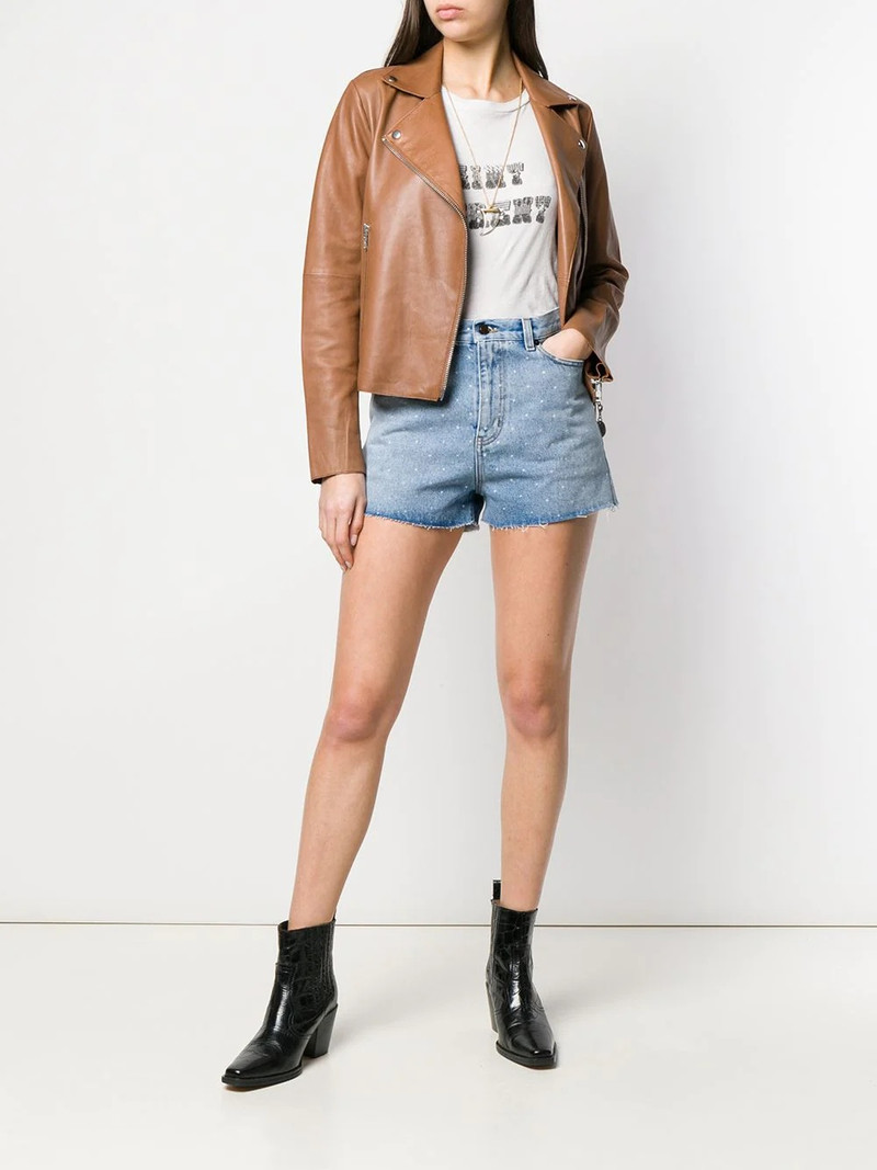 SAINT LAURENT spotted back denim shorts outlook