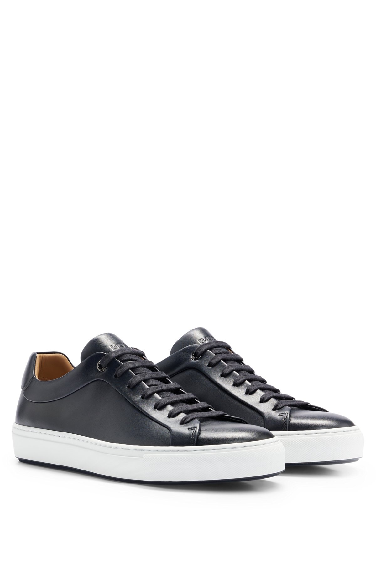 LEATHER CUPSOLE TRAINERS WITH LOGO DETAILS CRAFTED IN ITALY - 2