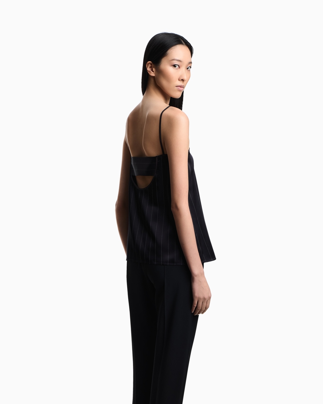 DAWN TO DUSK PINSTRIPED ACETATE-BLEND TOP - 3