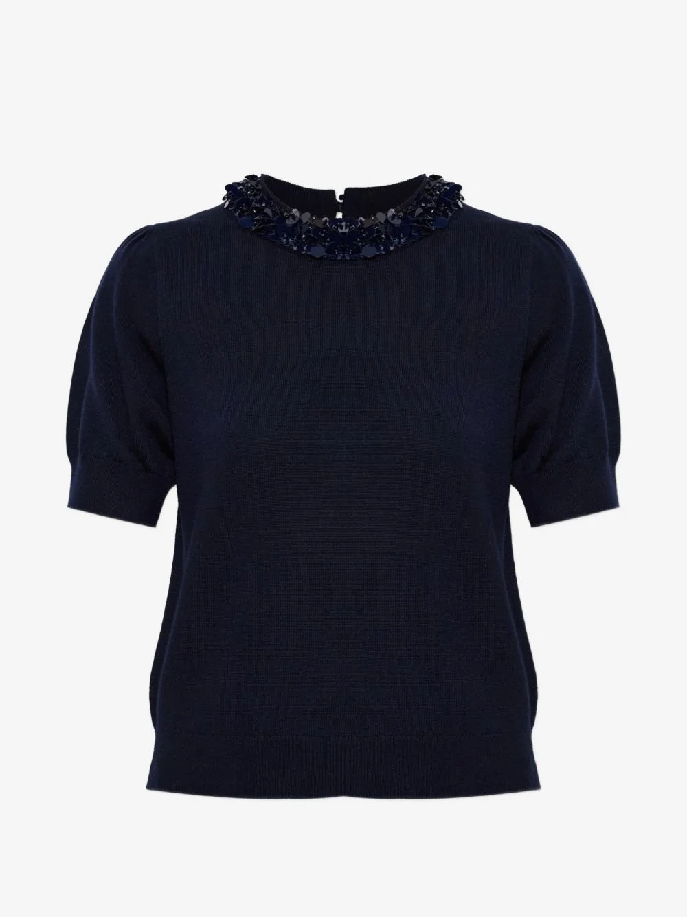 sequin-embellished puff-sleeve T-shirt - 1