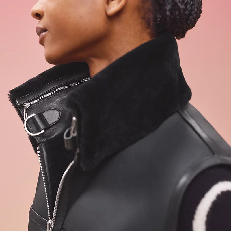 Reversible long leather vest 5