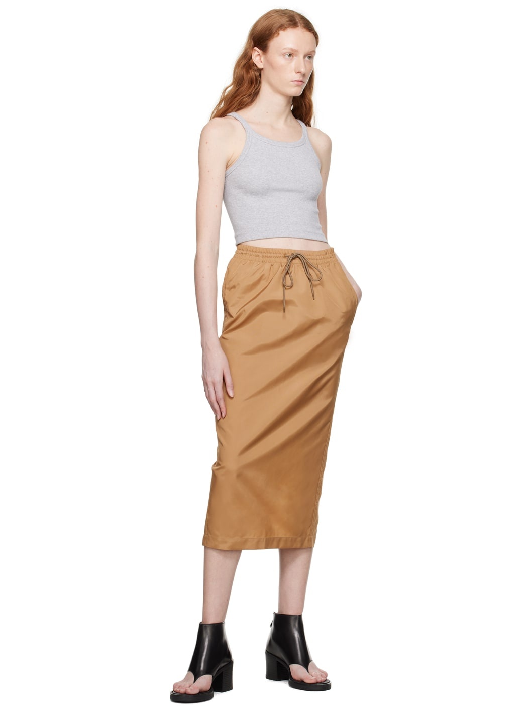 Tan Utility Midi Skirt - 4