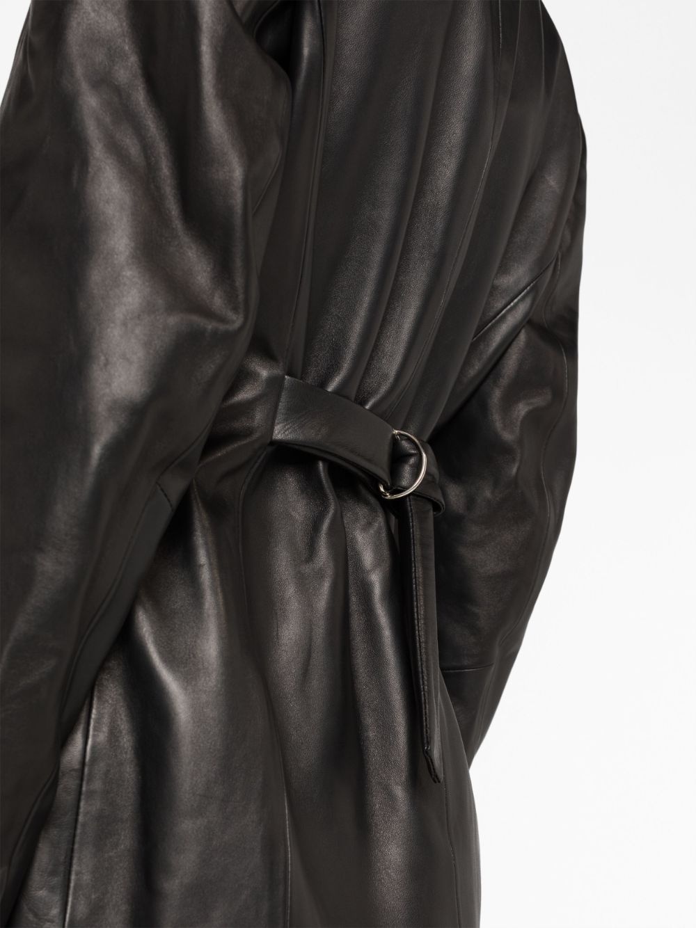 single-breasted leather jacket - 3
