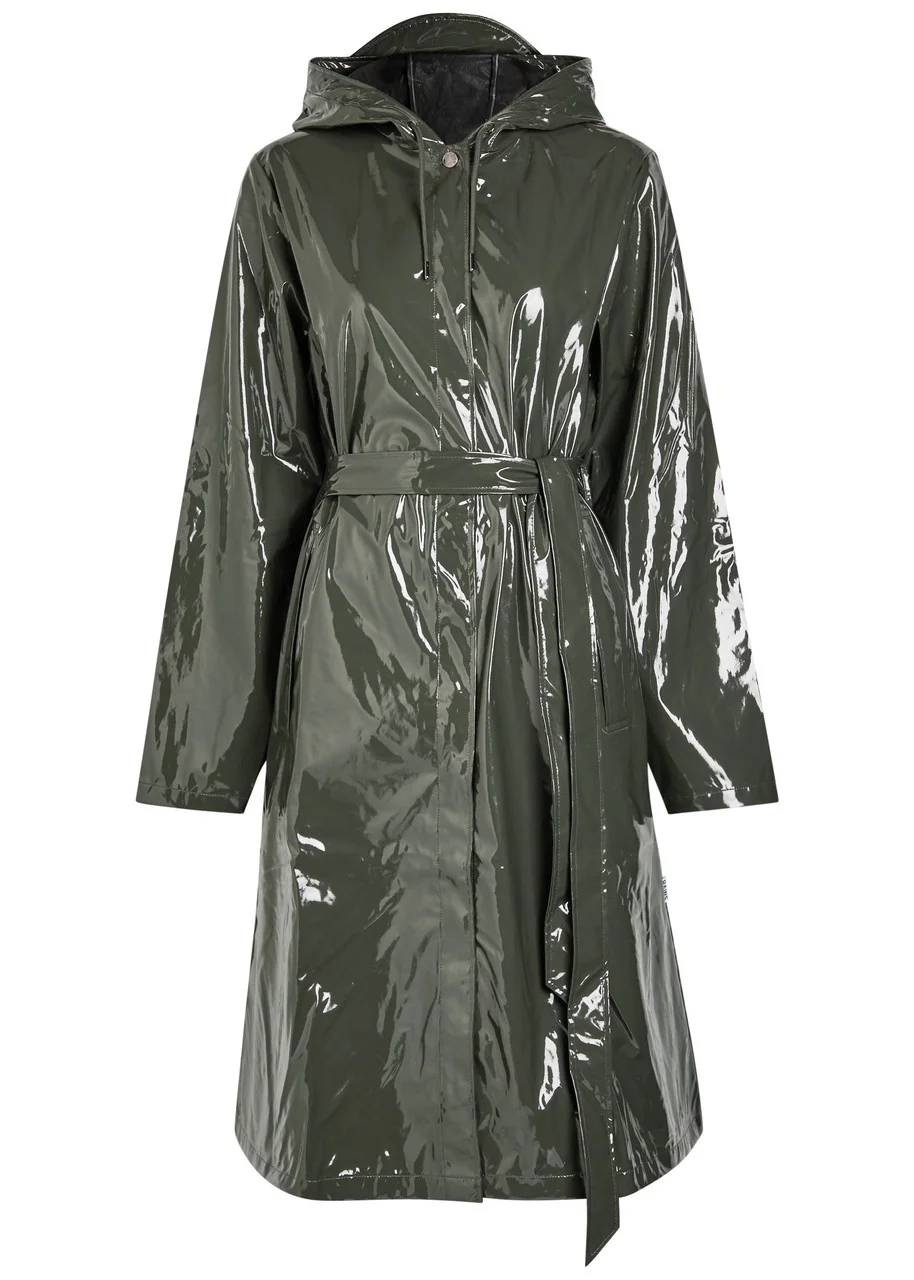 Rains Belted Hooded Longline Waterproof Jacket - 1