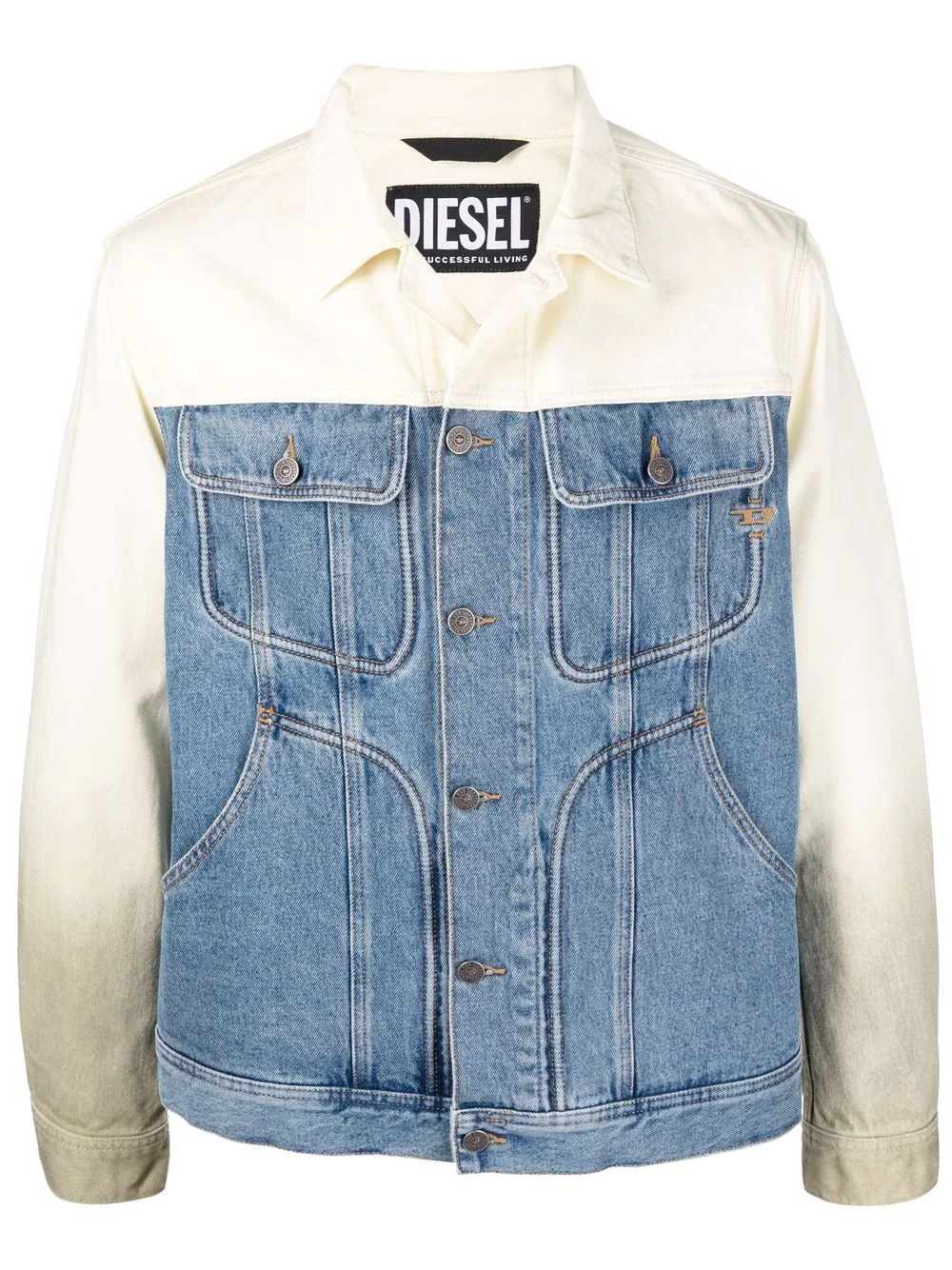 panelled denim jacket - 1