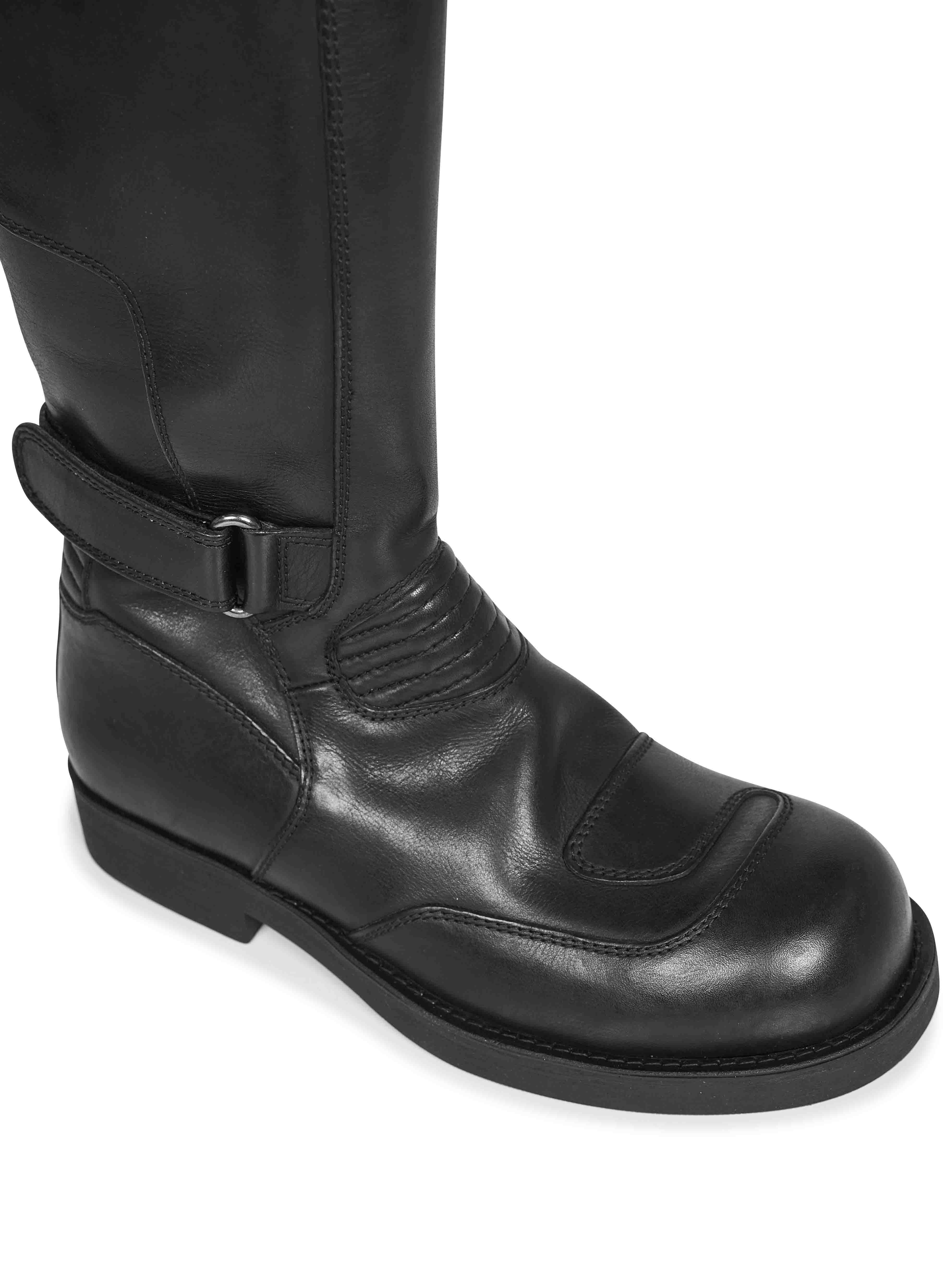 Black calf leather biker boots - 4