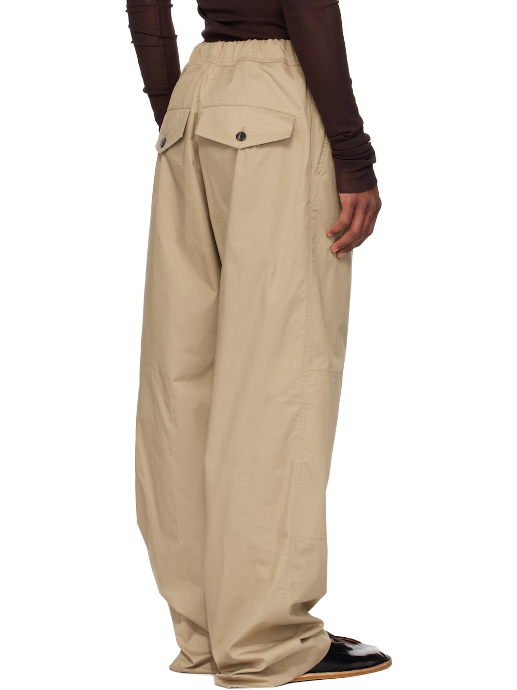 Beige Drawstring Cargo Pants - 3
