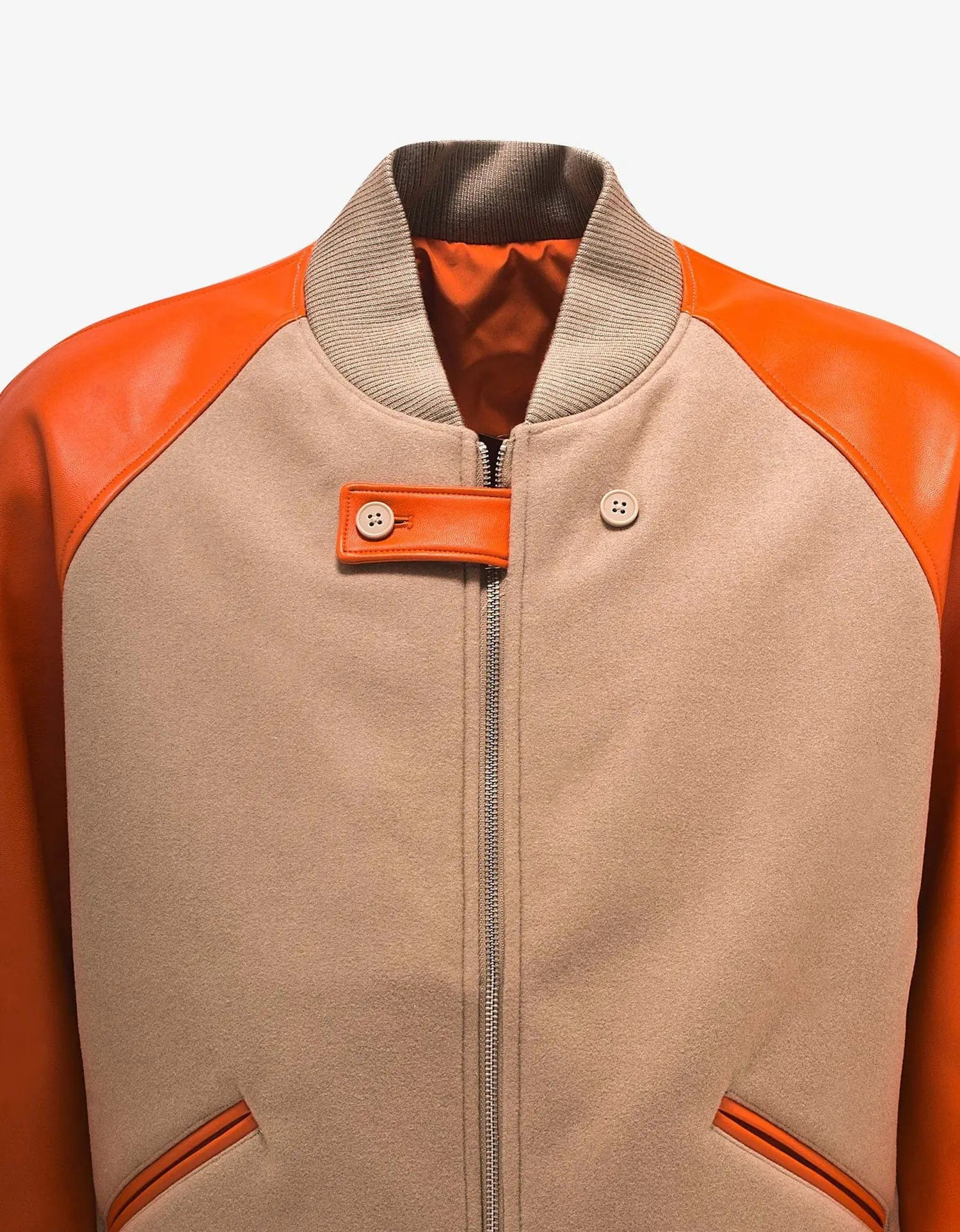 Y-3 Khaki and Orange Classic Varsity Jacket - 4