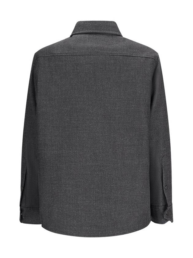 WOOL TWEED SHIRT JACKET WITH METALLIC V DETAIL - 2