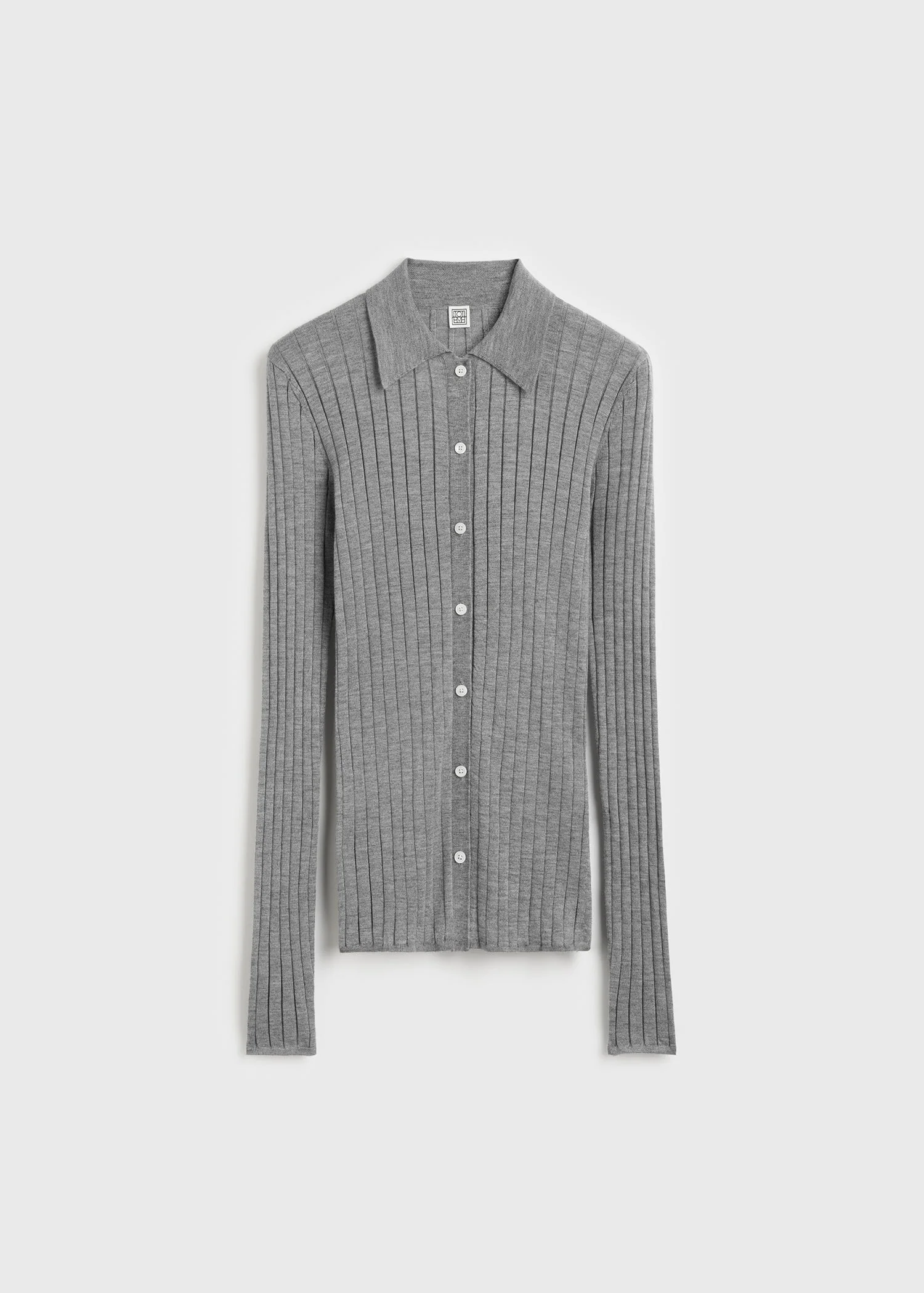 Slim ribbed shirt grey melange - 1