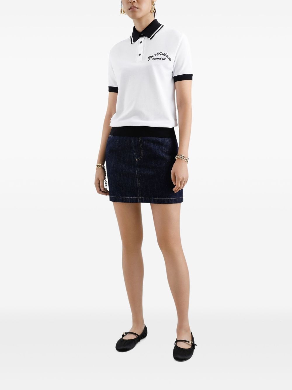 logo-embroidered cotton polo top - 2