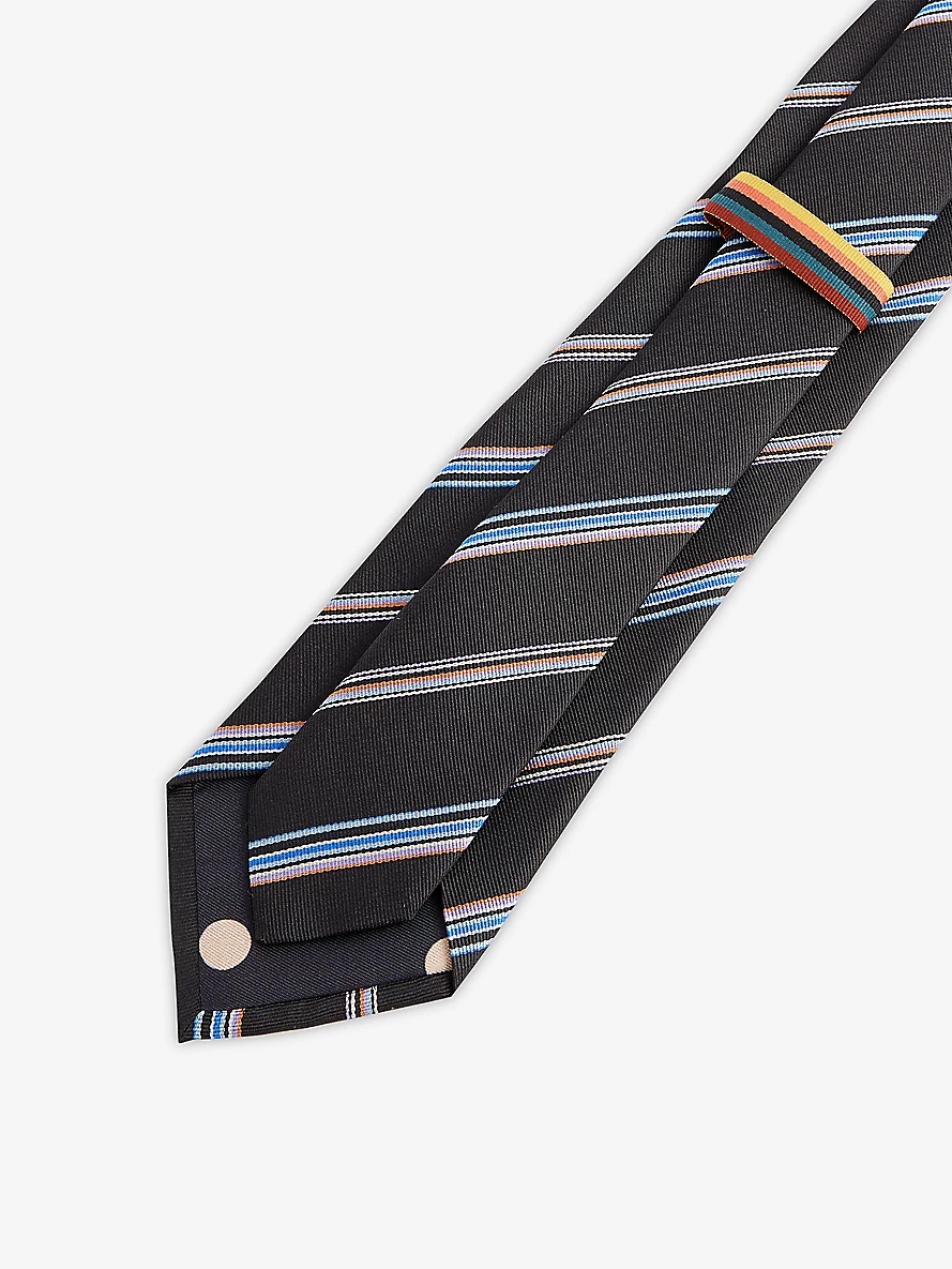 Striped wide-blade silk tie - 4