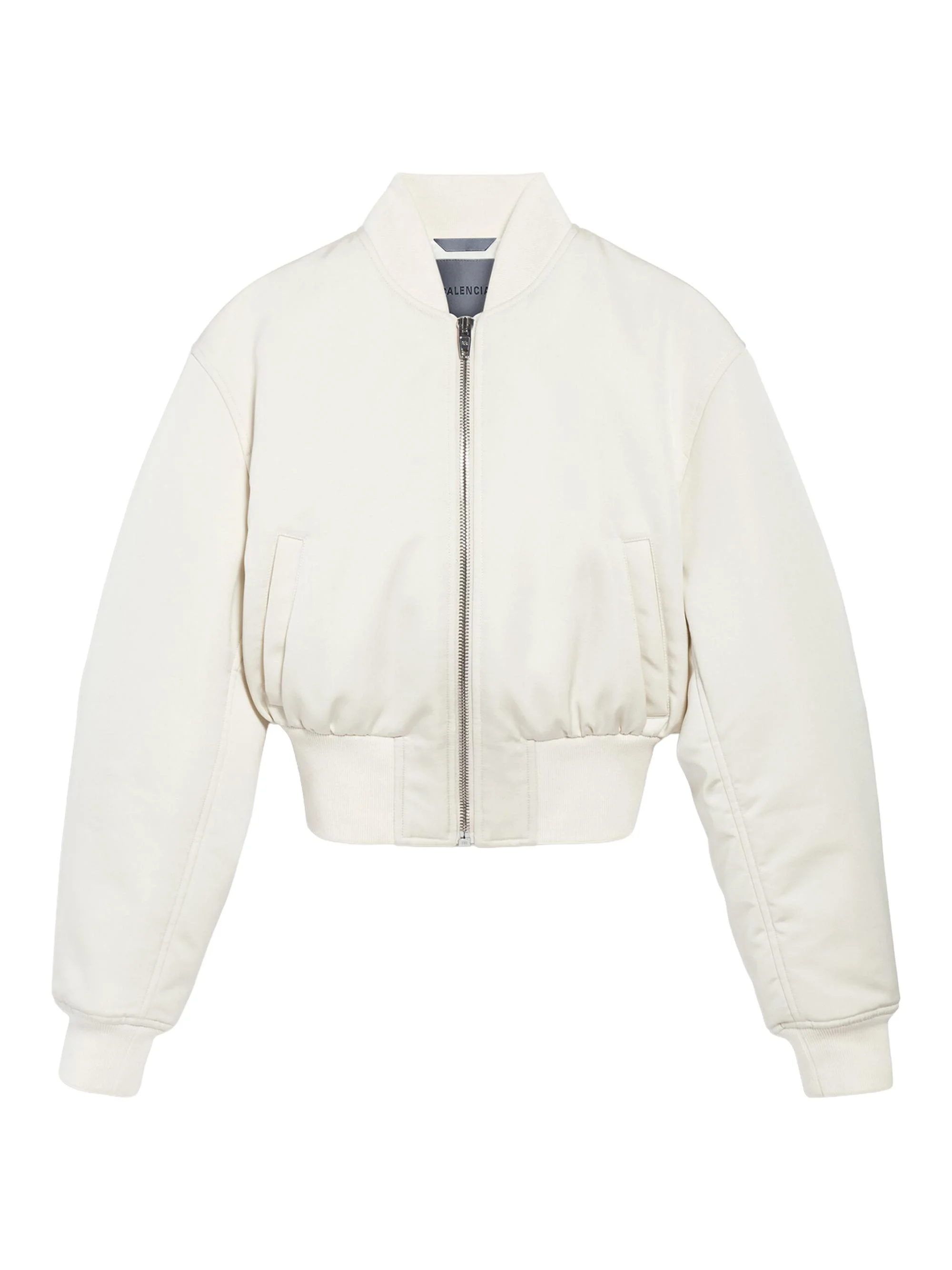 Women's Cropped Bomber Jacket - Ivory - 1