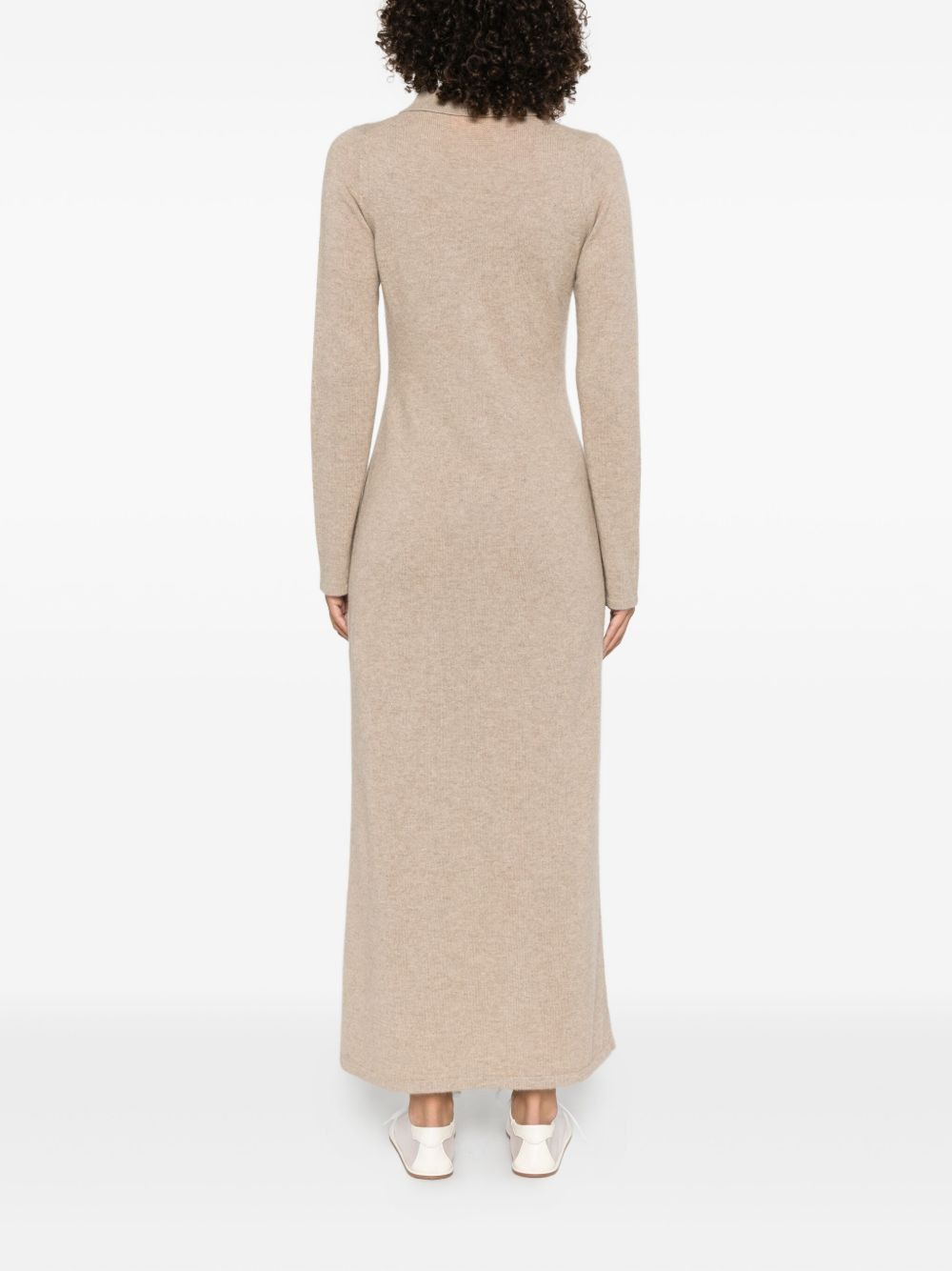 cashmere buttoned-front shirt midi day dress - 4