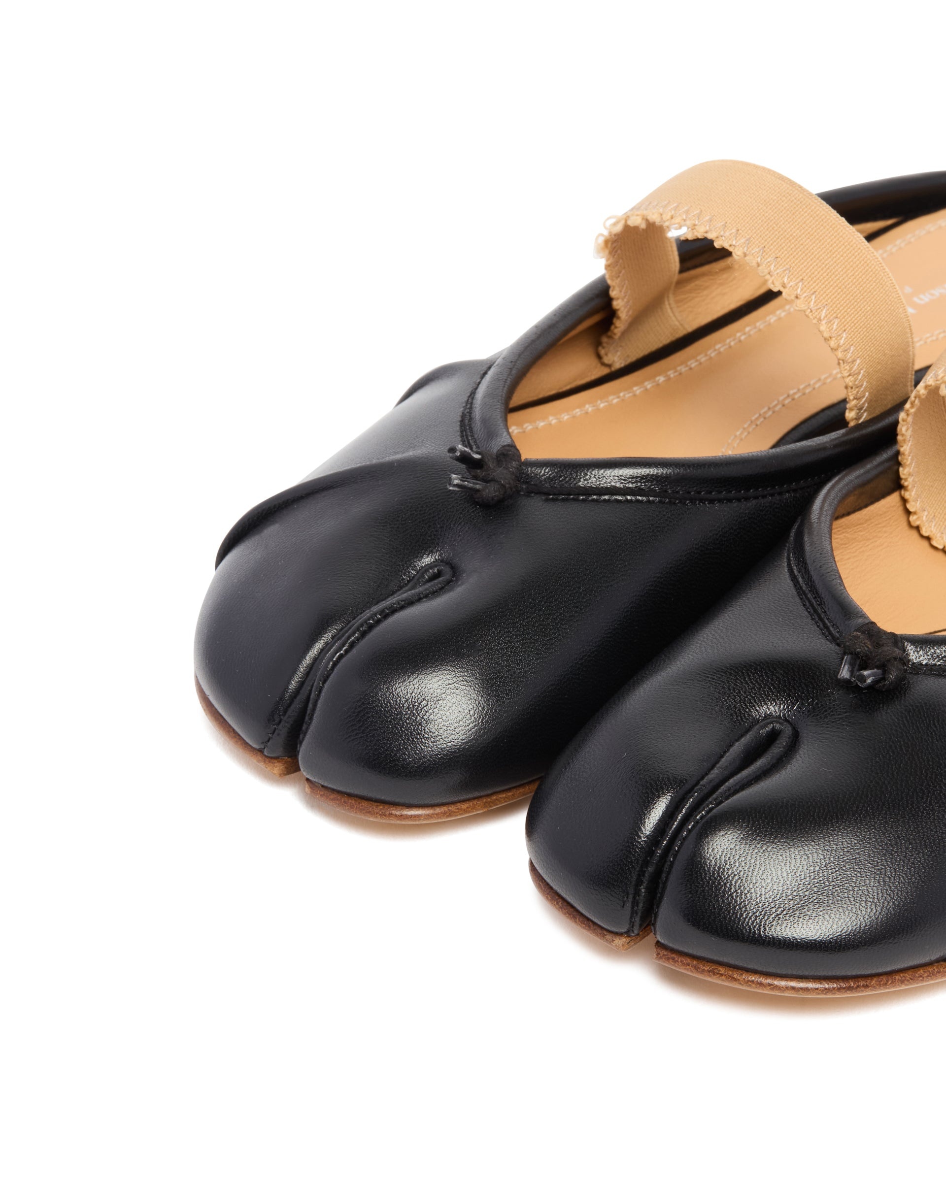 Black Tabi Ballerinas with Elastic Strap - 6