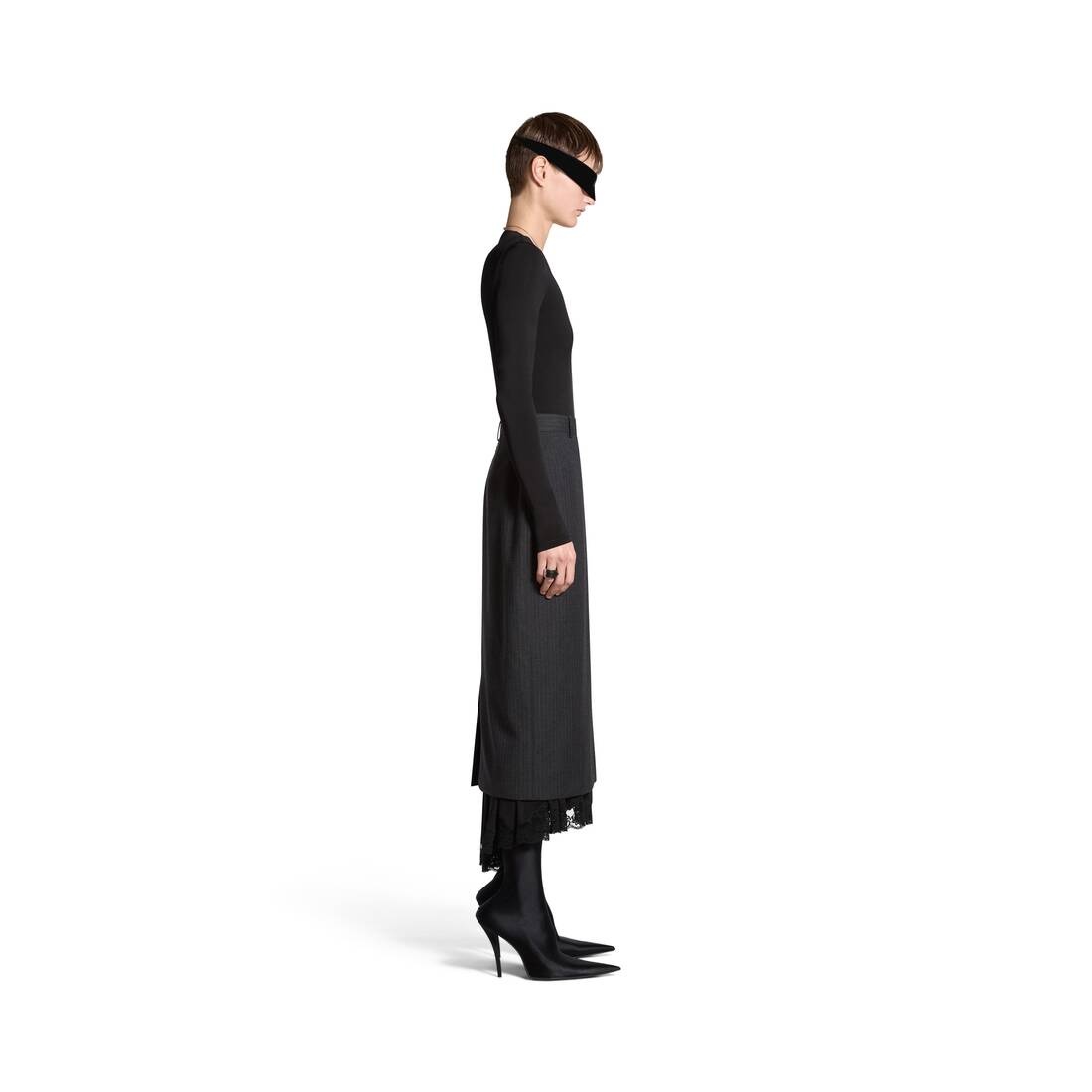 Women's Lingerie Tailored Skirt in Dark Grey - 3