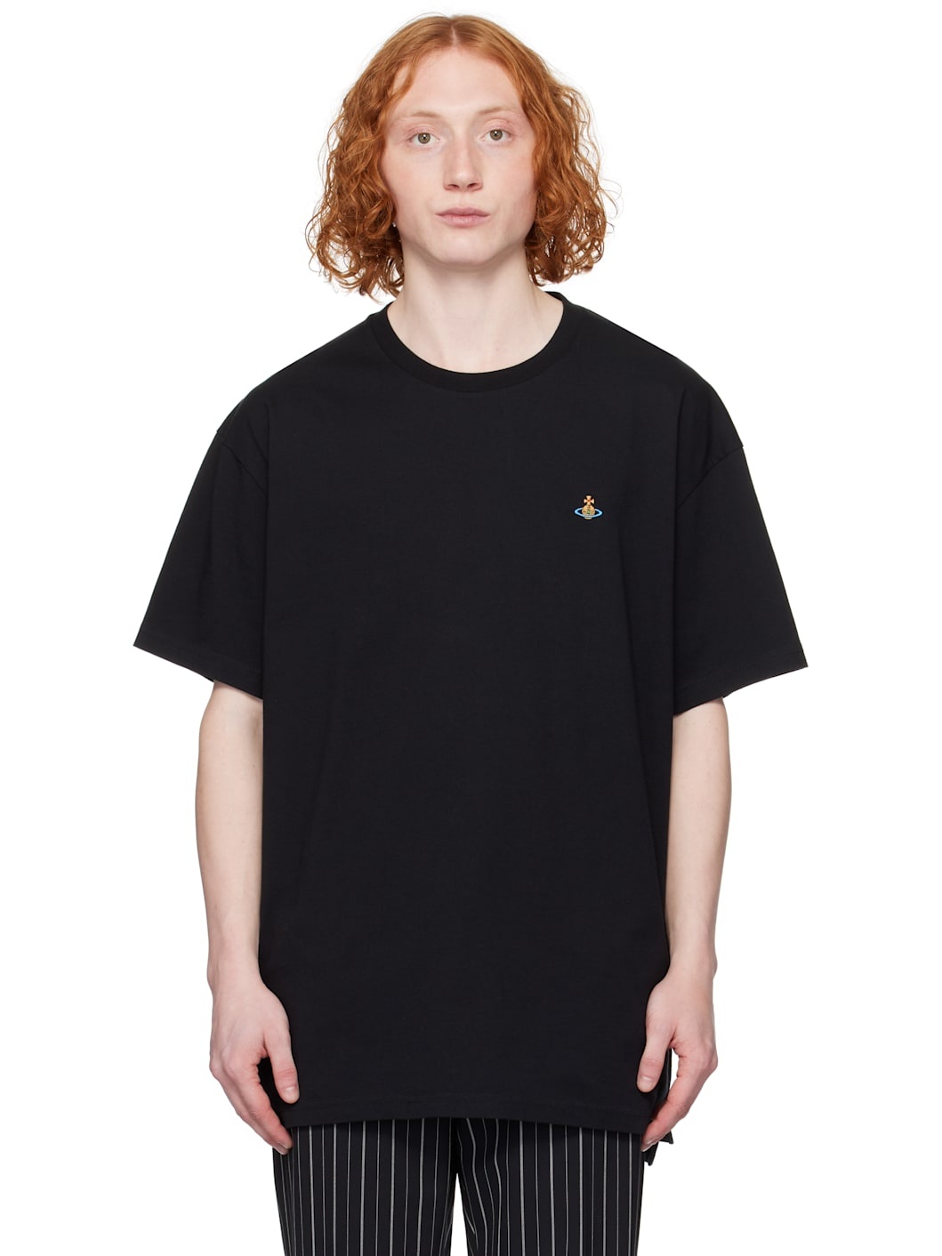 【VIVIENNE WESTWOOD】Orb Embroidered Oversized T-shirt Black Vivienne Westwood Black Oversized T-shirt | REVERSIBLE