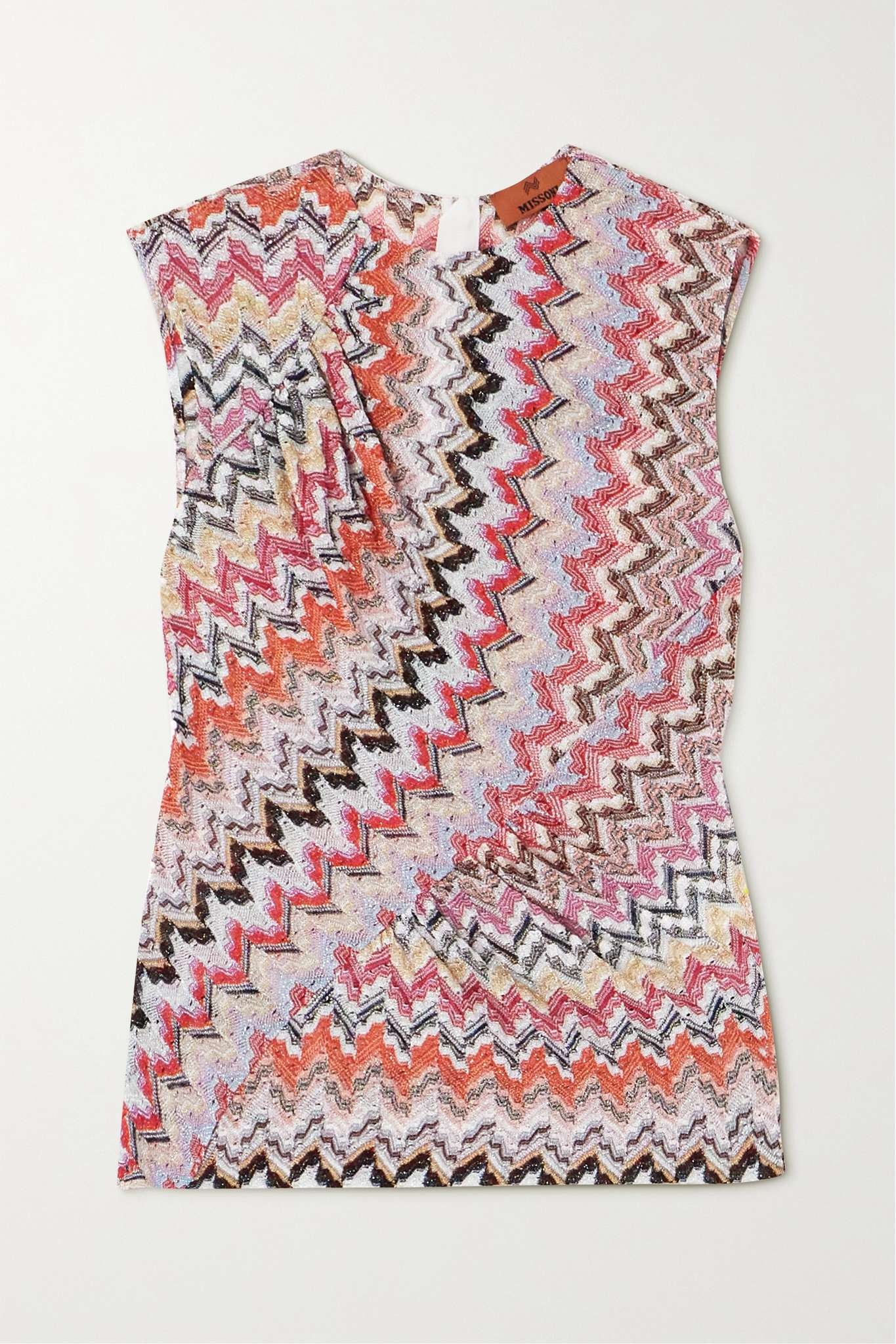 Gathered striped metallic crochet-knit top - 1