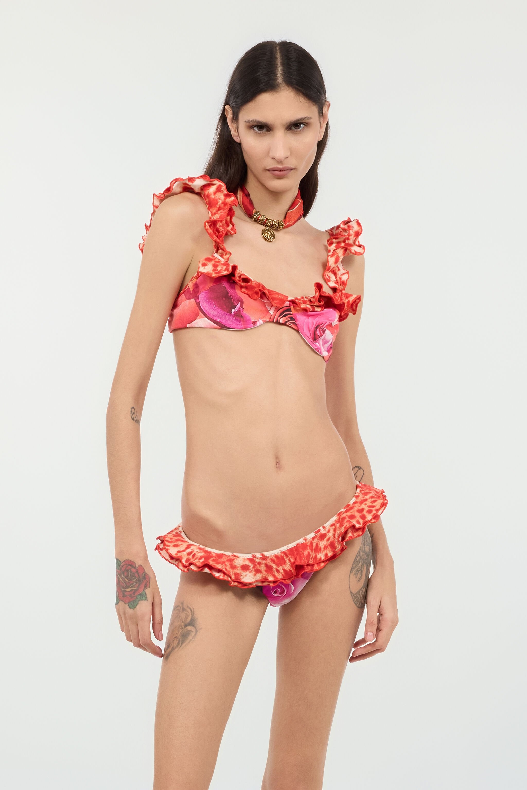 Garden Rose And Cheetah Skin Bikini - 3