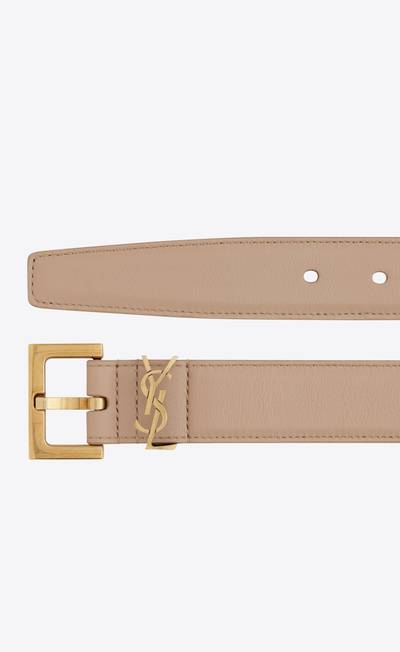 SAINT LAURENT monogramme belt with square buckle in shiny box saint laurent leather outlook