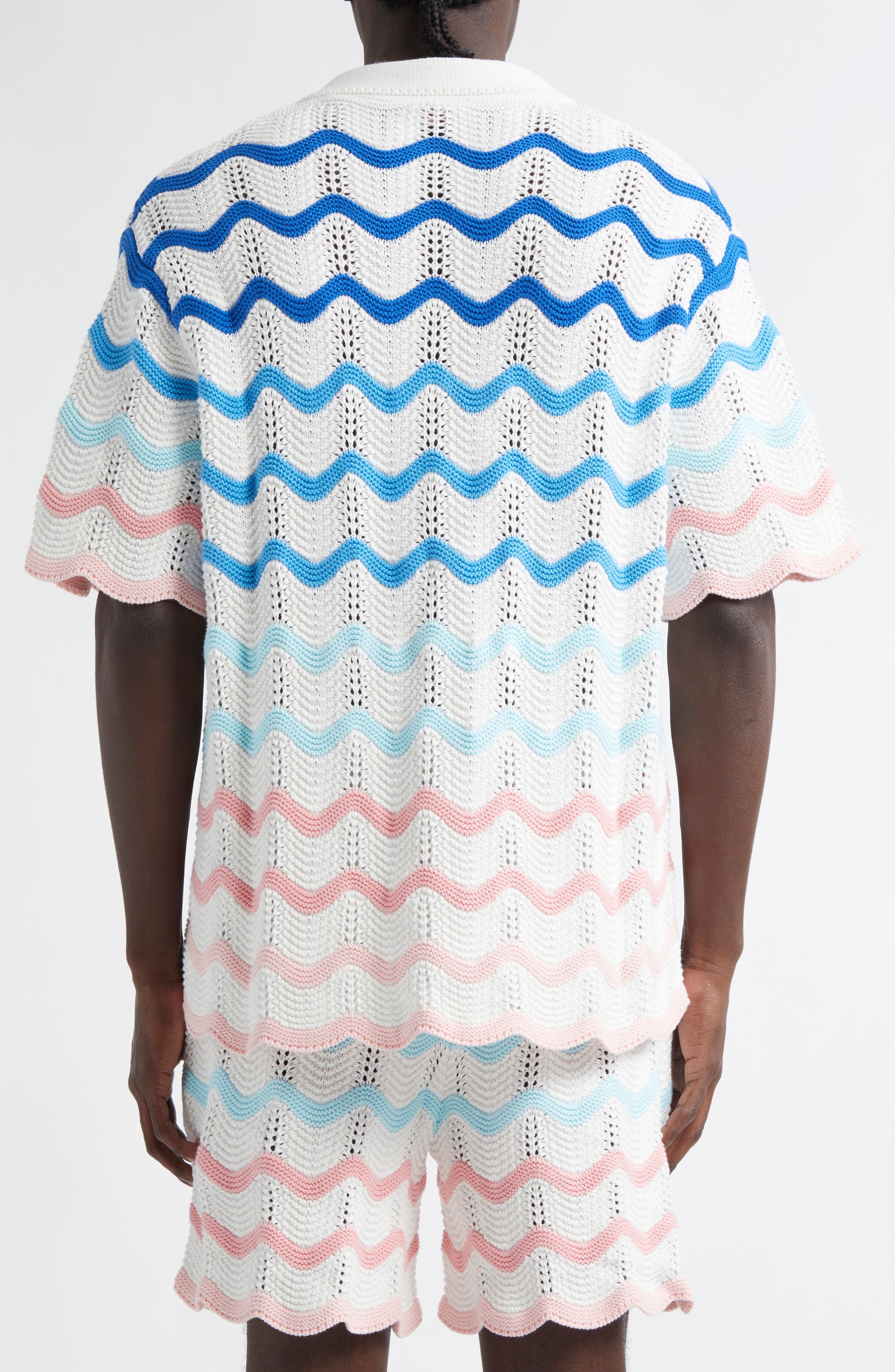 Casablanca Gradient Wave Crochet Camp Shirt in Multi at Nordstrom - 3