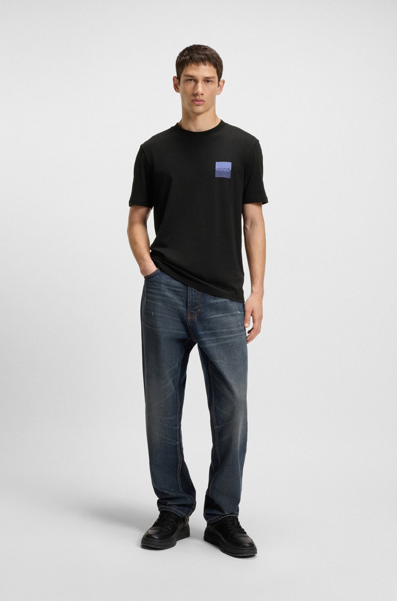 HUGO COTTON-JERSEY T-SHIRT WITH CURVED-LOGO PRINT outlook