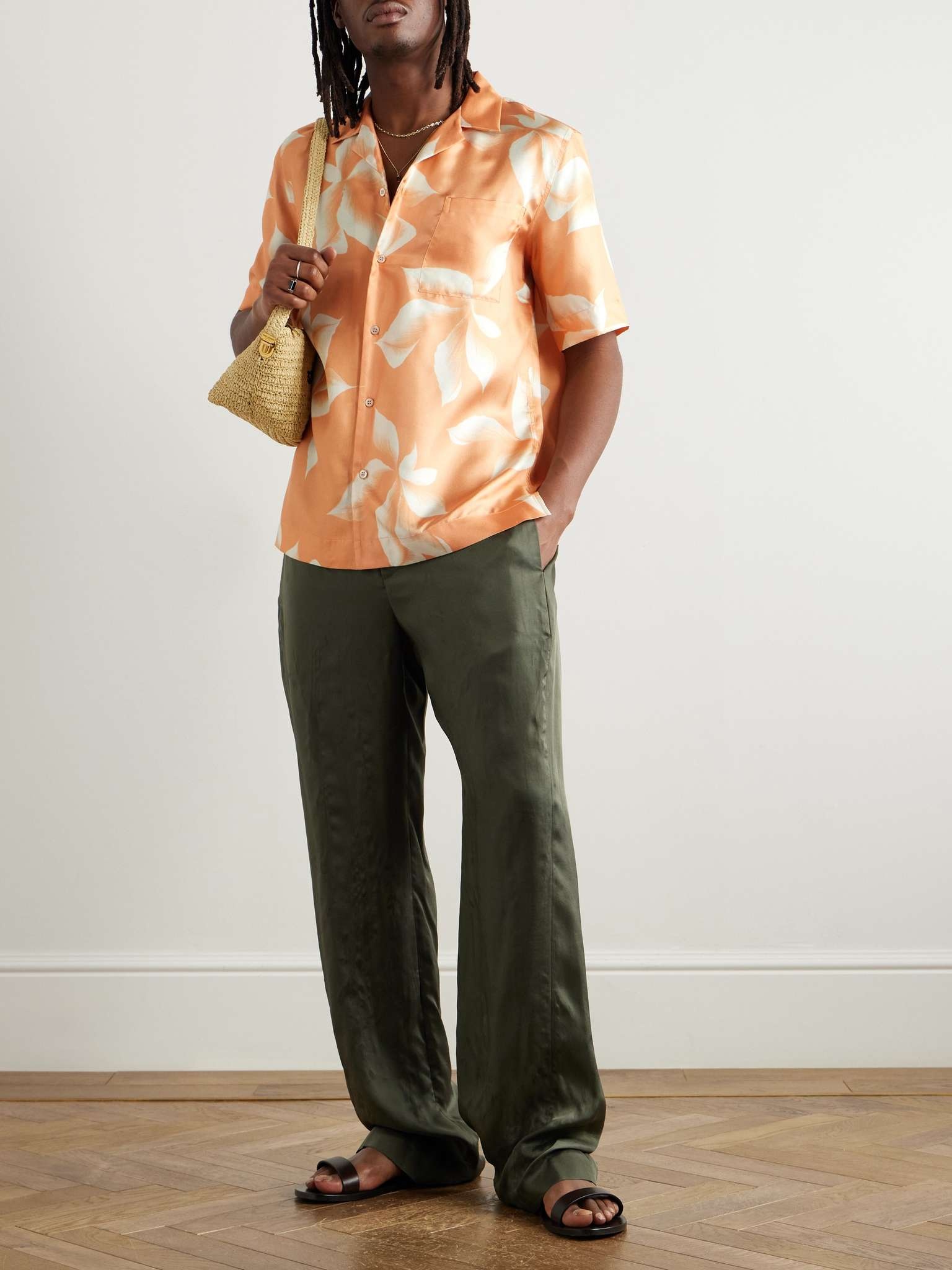 Camp-Collar Floral-Print Silk-Twill Shirt - 2