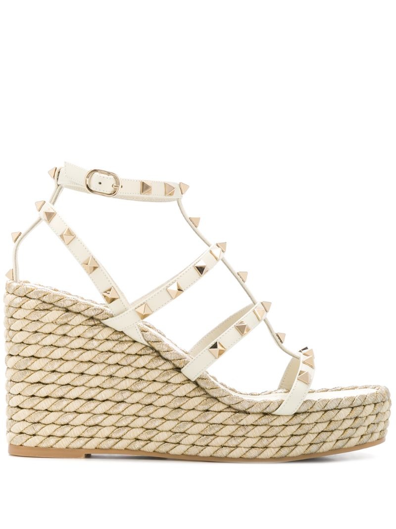 Rockstud rope wedge sandals - 1