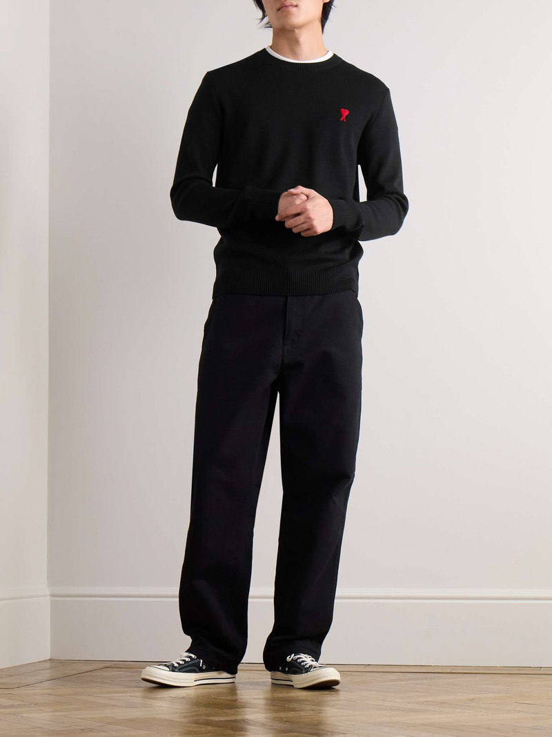 AMI Paris Logo-Embroidered Merino Wool Sweater outlook