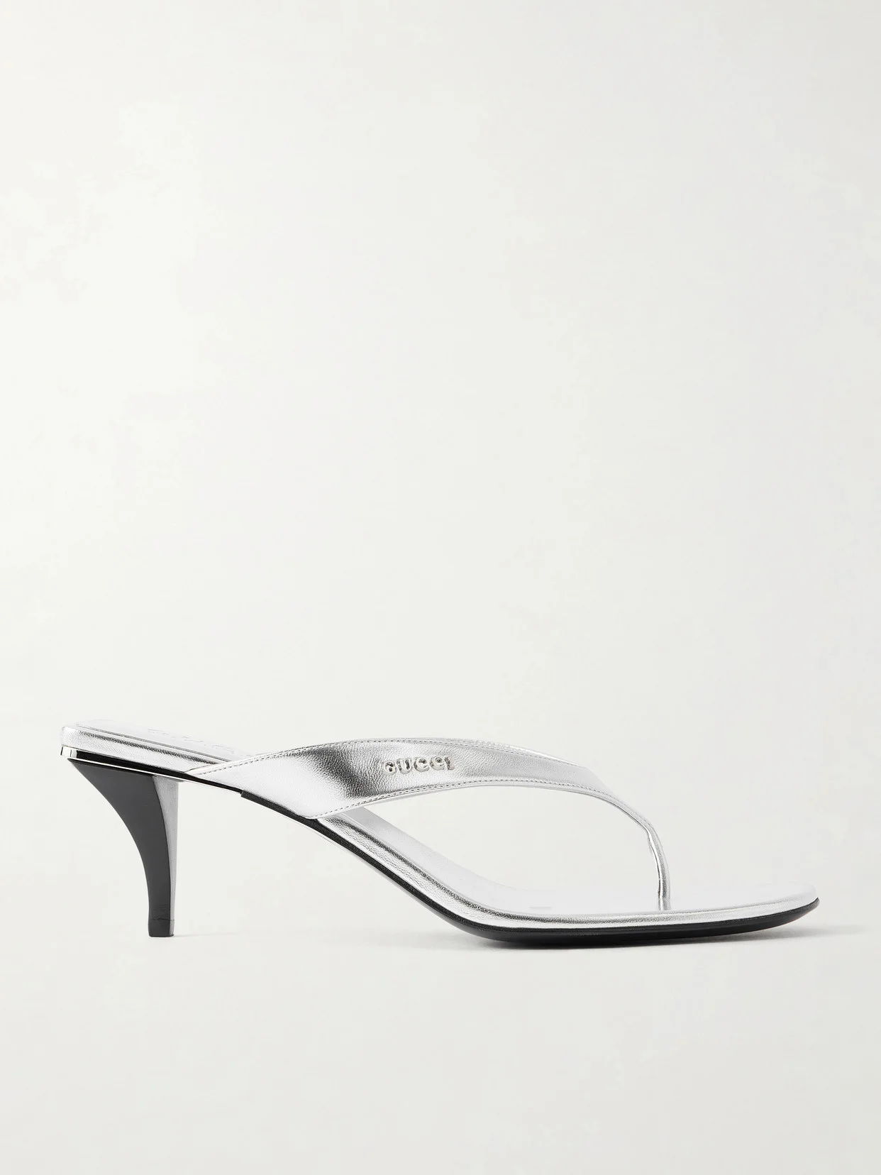 Vittoria Logo-embellished Metallic Leather Thong Sandals - 1