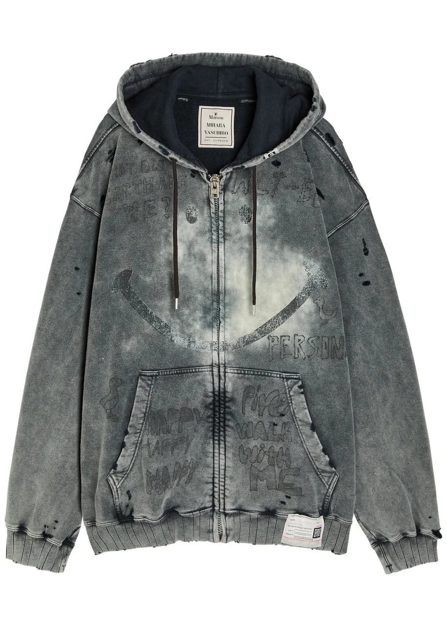 Maison Mihara Yasuhiro Distressed Hooded Cotton Sweatshirt - 1