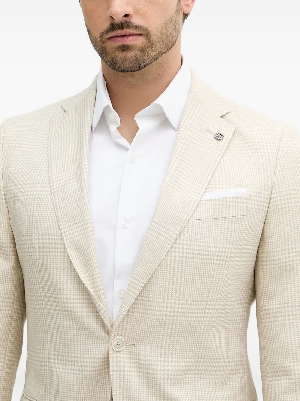 checked single-breasted blazer - 3