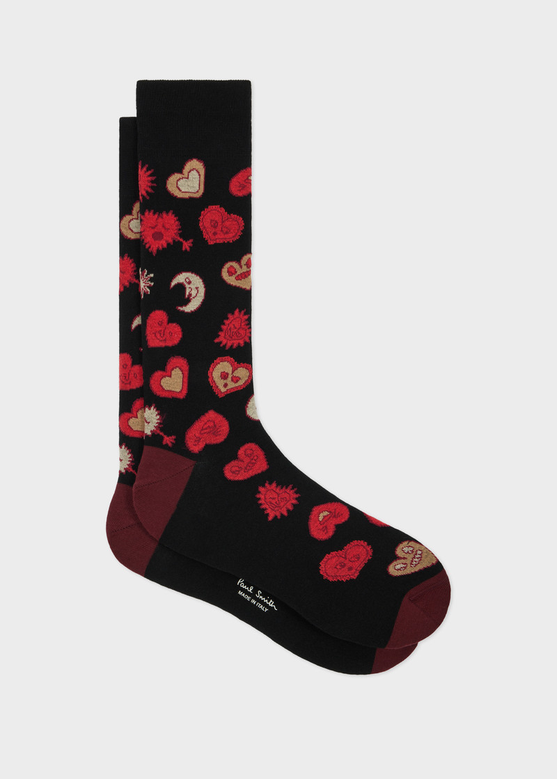 Black 'Hearts and Stars' Cotton-Blend Socks 1