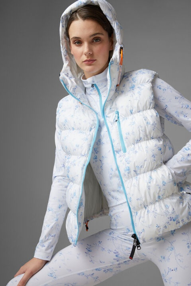 Naima Quilted waistcoat in White/Blue 6